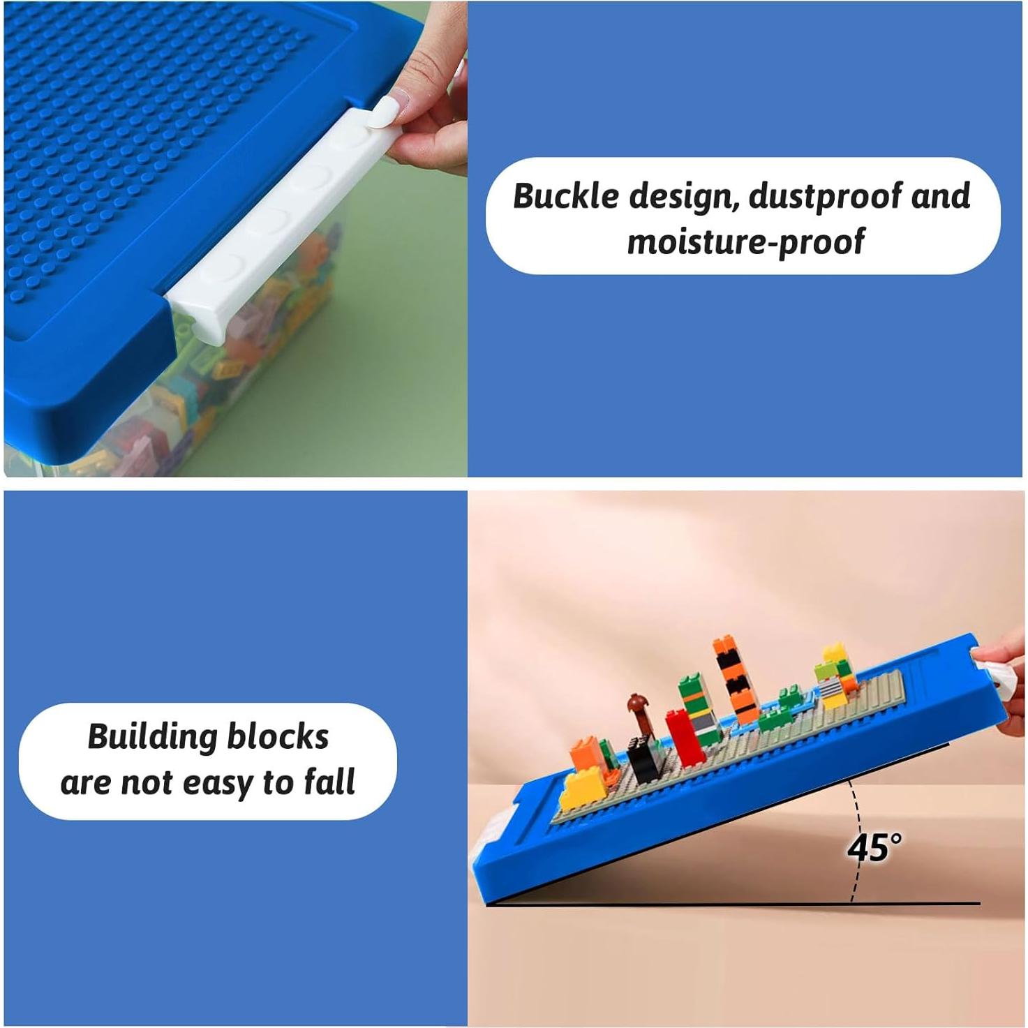 Caja de Almacenamiento de Plástico Loobuu con Tapa - Azul 36.5x24.5x17cm