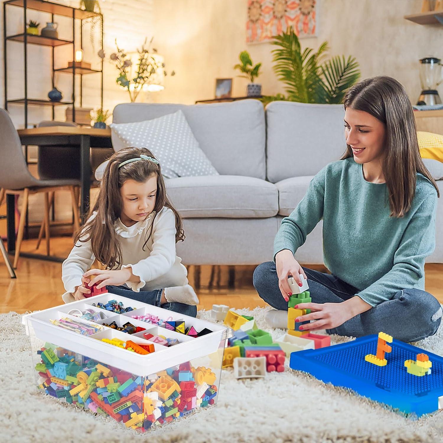 Caja de Almacenamiento de Plástico Loobuu con Tapa - Azul 36.5x24.5x17cm