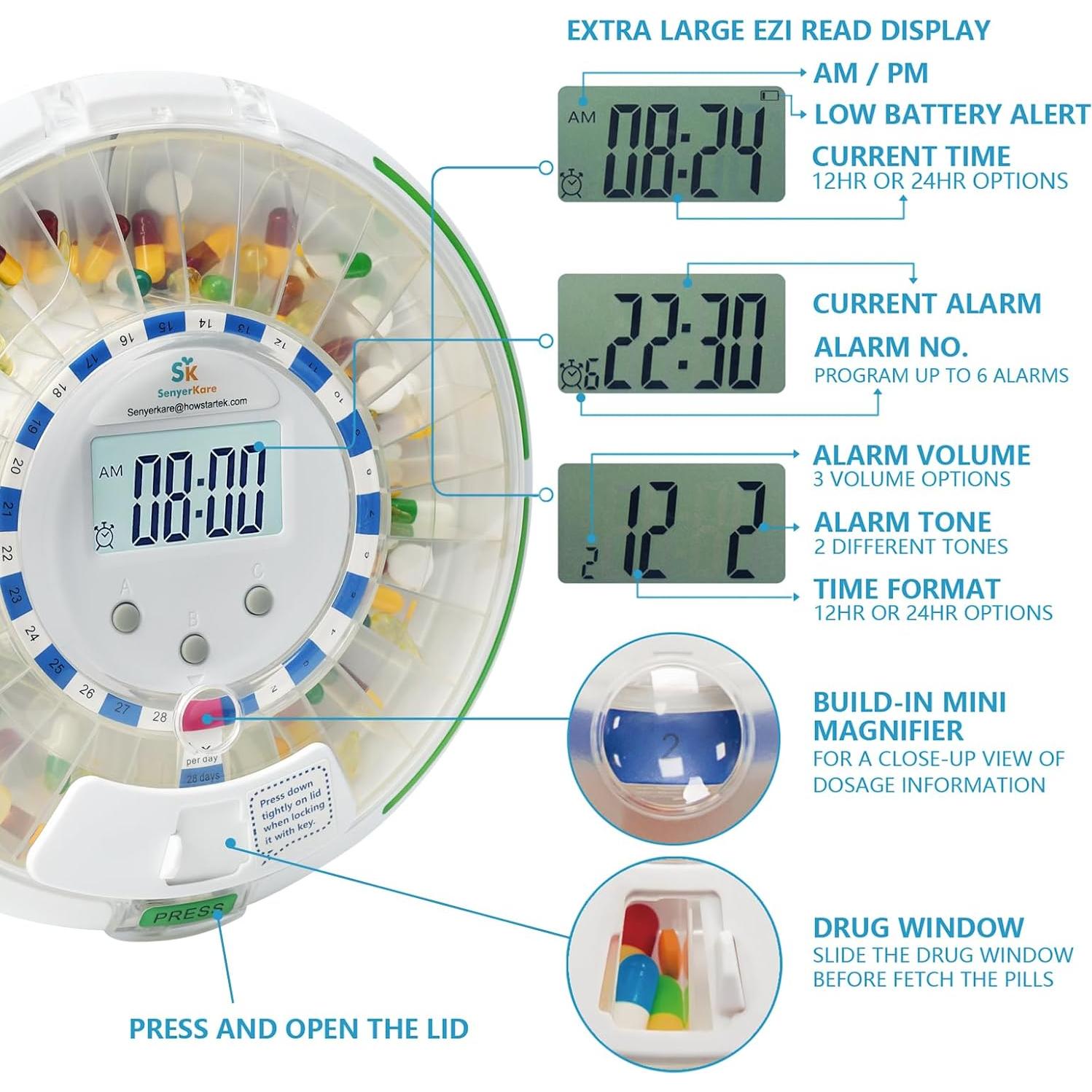Dispensador Automático de Pastillas Senyerkare 28 Días 6 Dosis