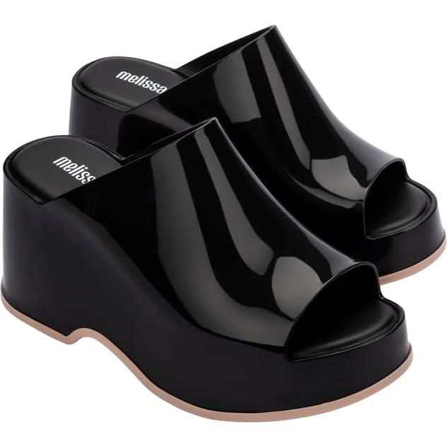 Mules Patty Melissa para Mujeres - Plataforma Gel PVC - Negro/Beige