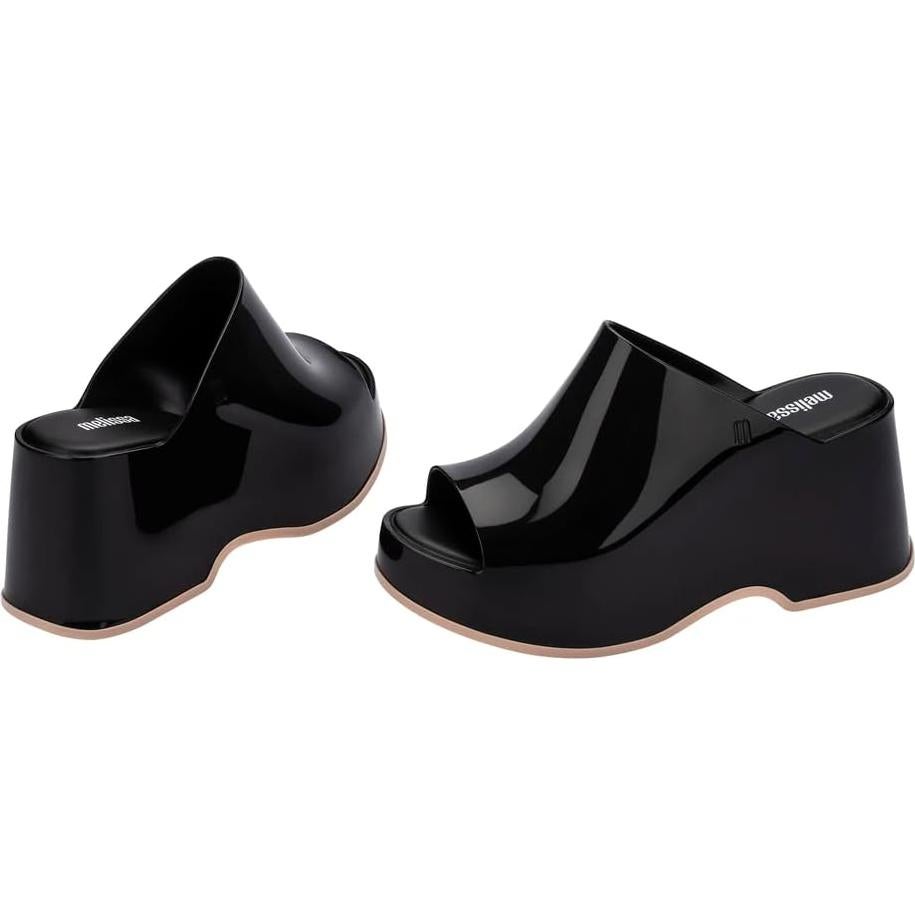 Mules Patty Melissa para Mujeres - Plataforma Gel PVC - Negro/Beige
