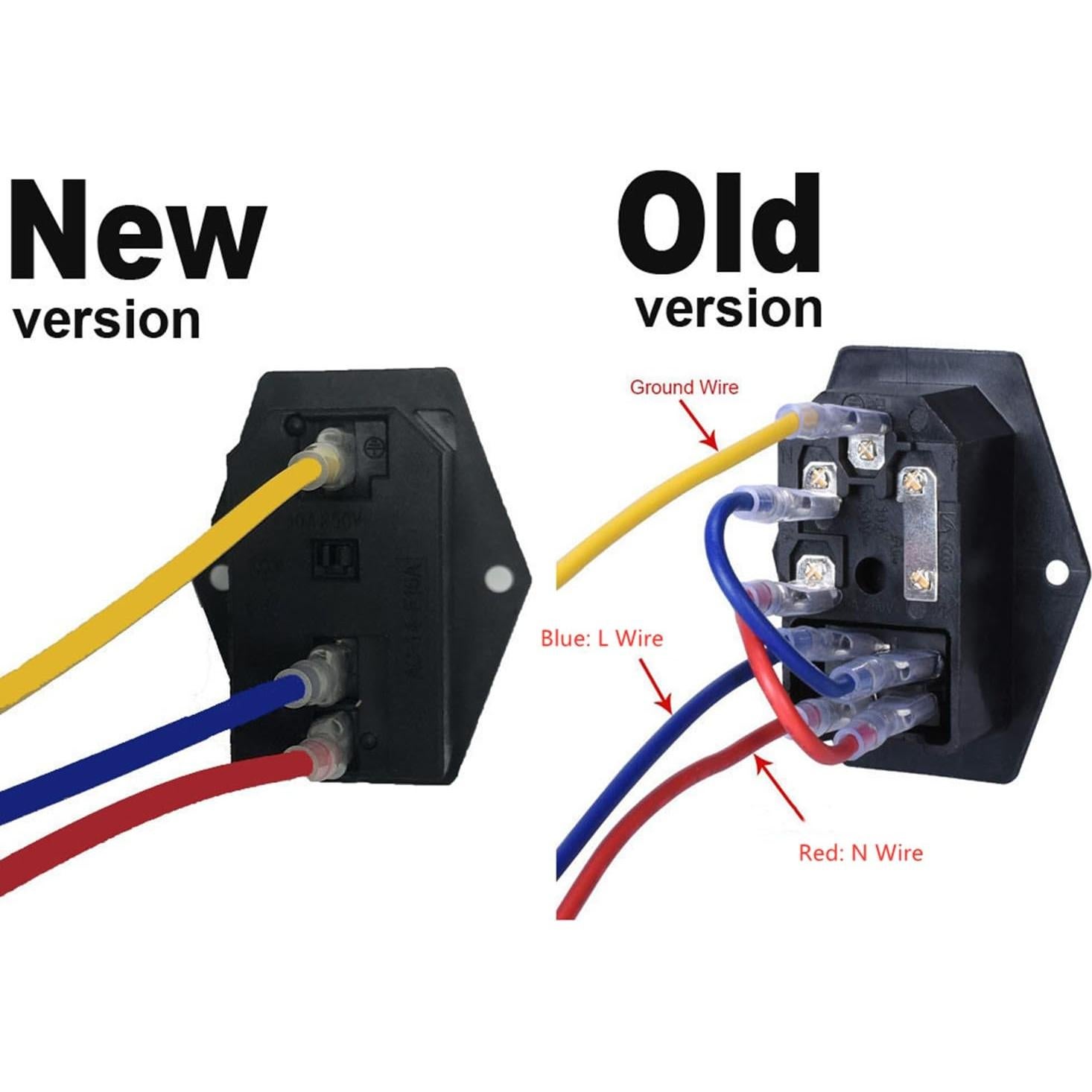 Interruptor Rocker 15A 250V 3Dman con Fusible 10A y Cableado 3 Pines