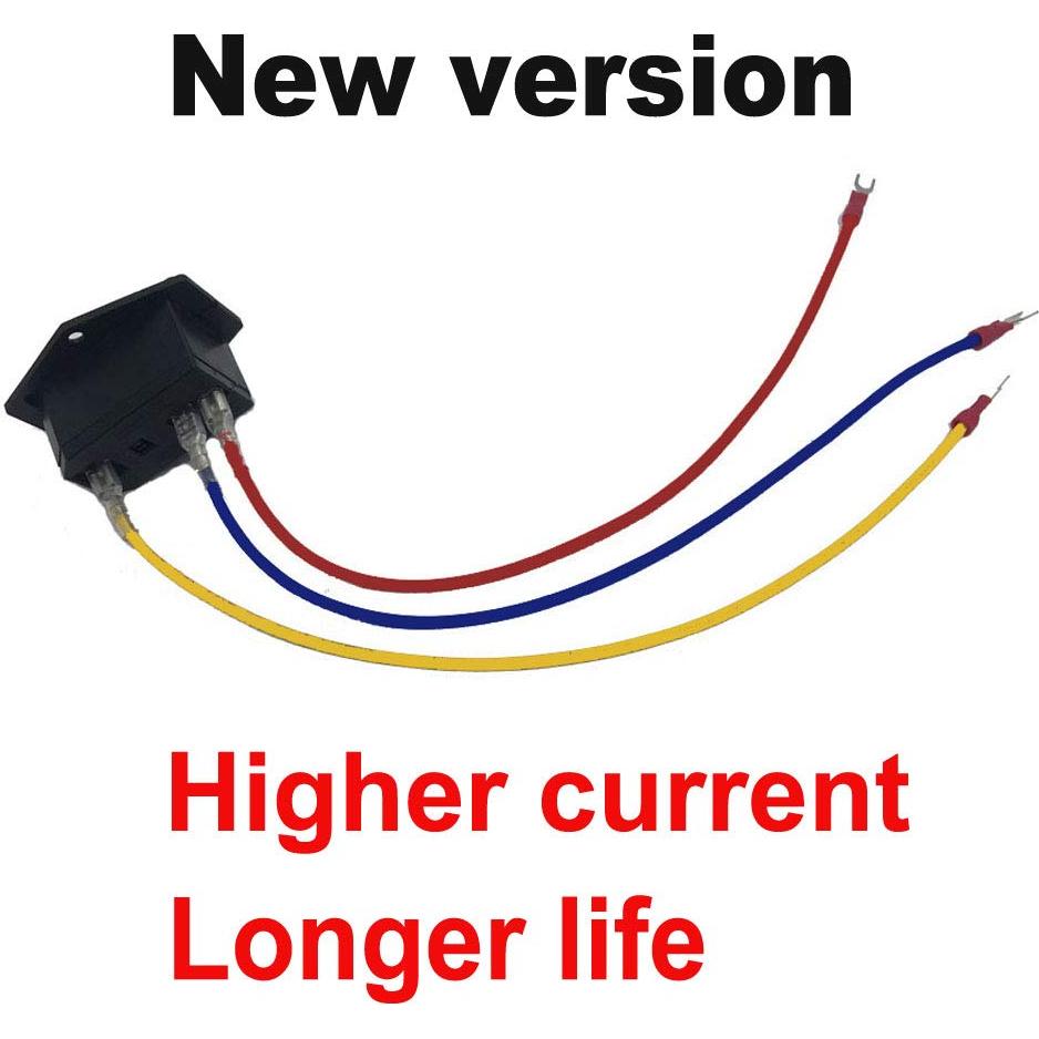 Interruptor Rocker 15A 250V 3Dman con Fusible 10A y Cableado 3 Pines