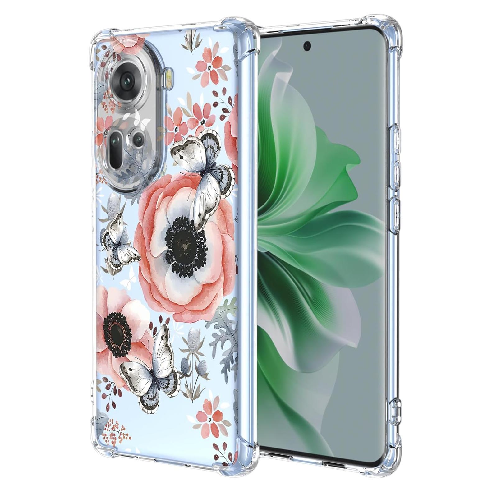 Funda suave para Oppo Reno 11 5G con patrón floral mariposa