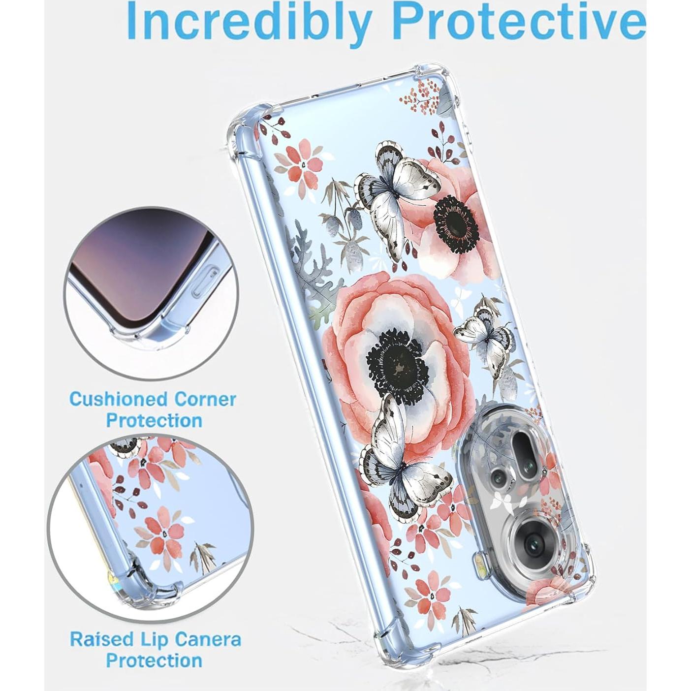 Funda suave para Oppo Reno 11 5G con patrón floral mariposa