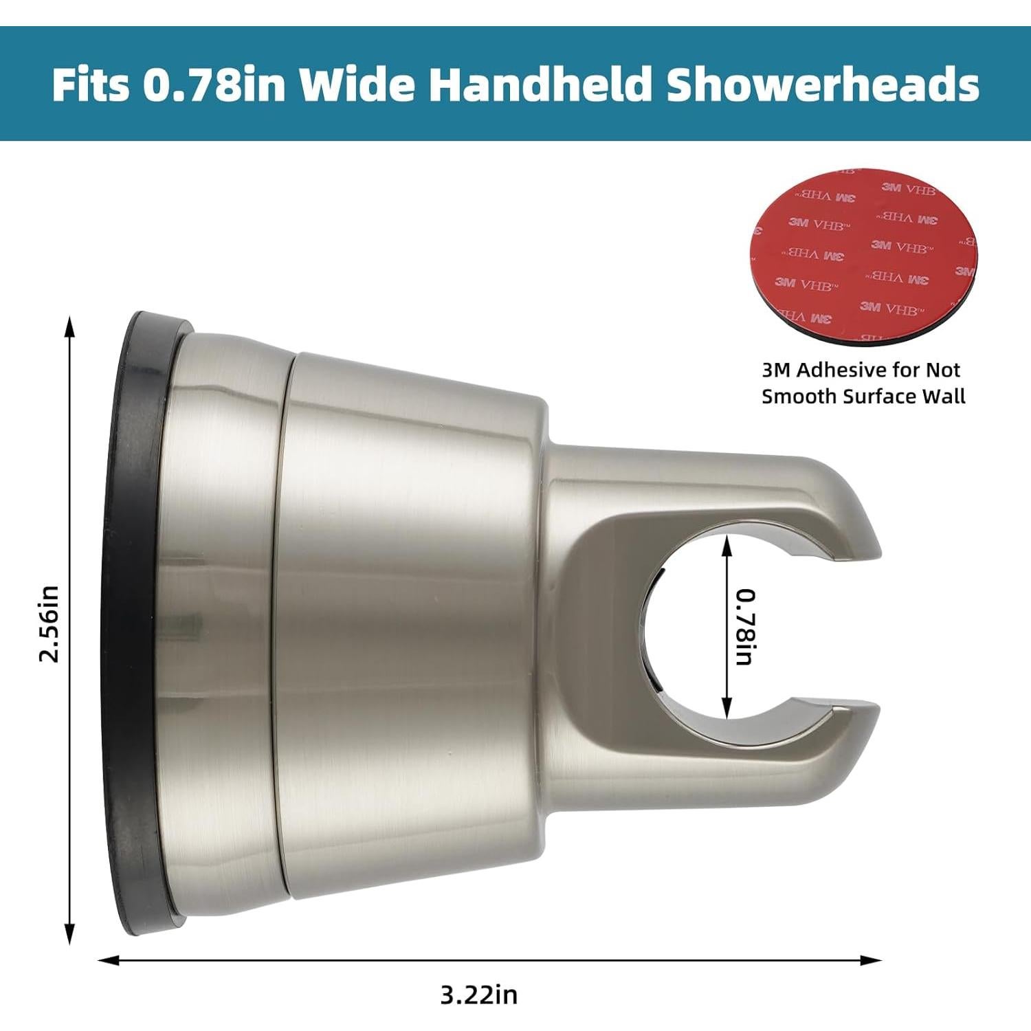Soporte de Ducha con Ventosa iFealClear, Niquel Cepillado, Ajustable