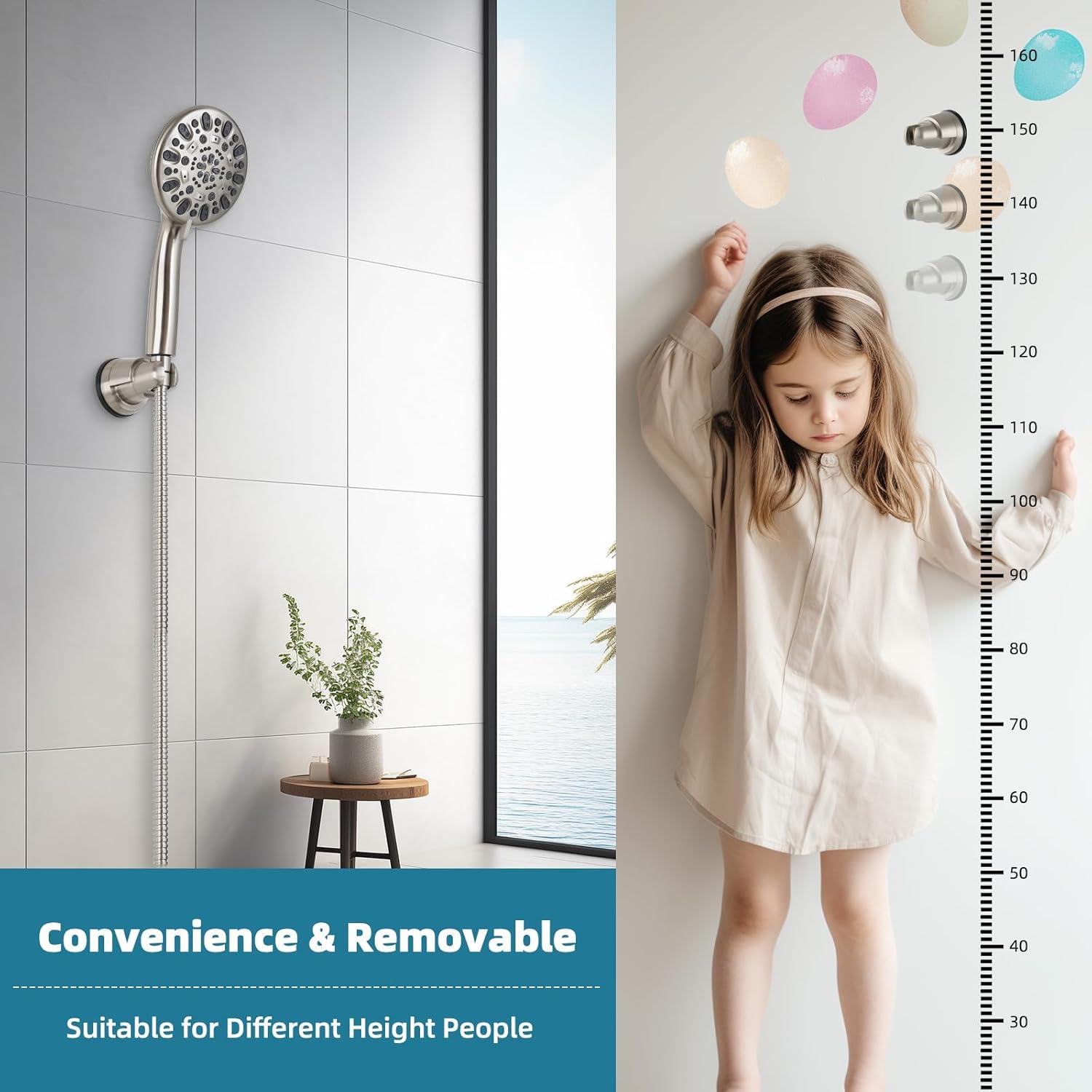 Soporte de Ducha con Ventosa iFealClear, Niquel Cepillado, Ajustable