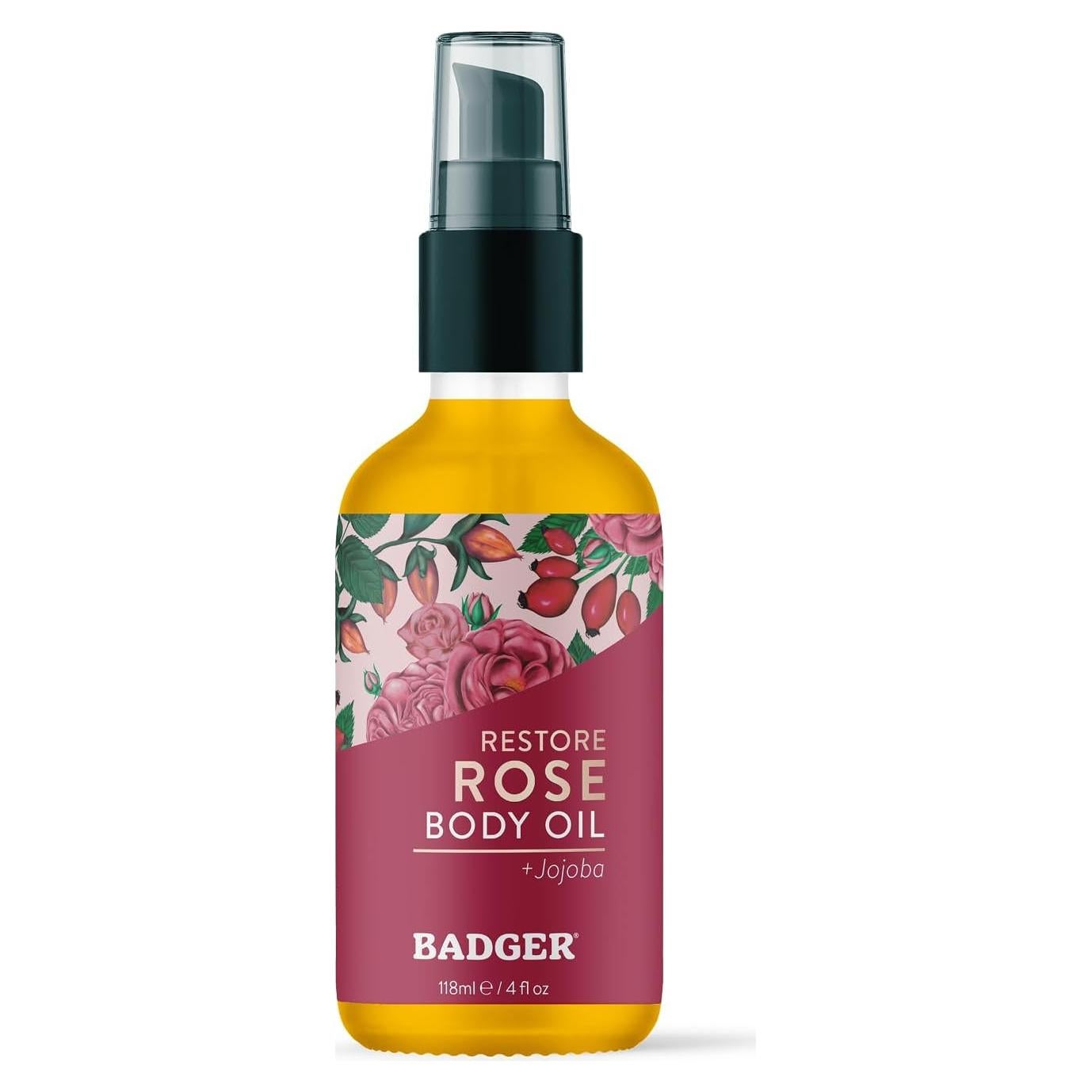 Aceite Corporal Badger Rosa 100% Orgánico 118 ml Hidratante