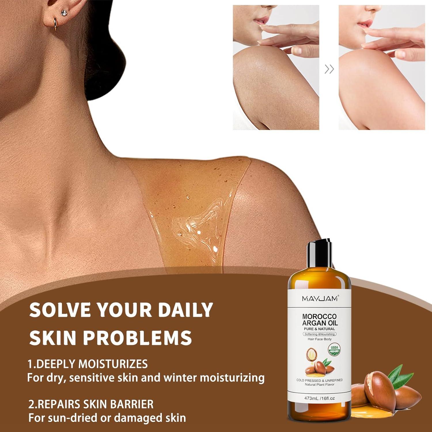 Aceite de Argán Marroquí Orgánico MAYJAM 473 ml Hidratante