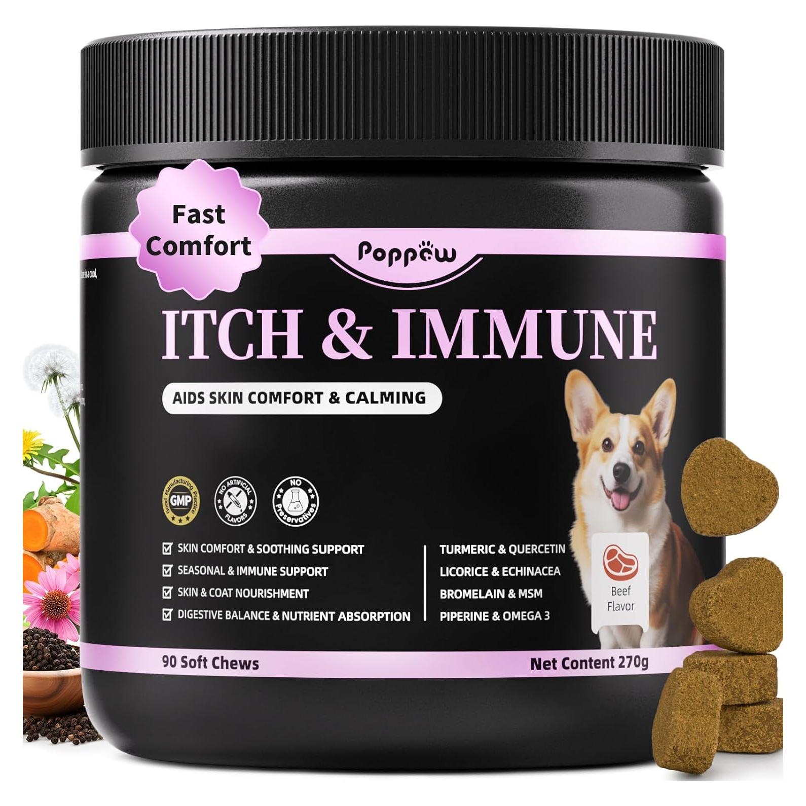 Suplemento para Perros POPPAW - Alivio Picazón Piel 90 Unidades