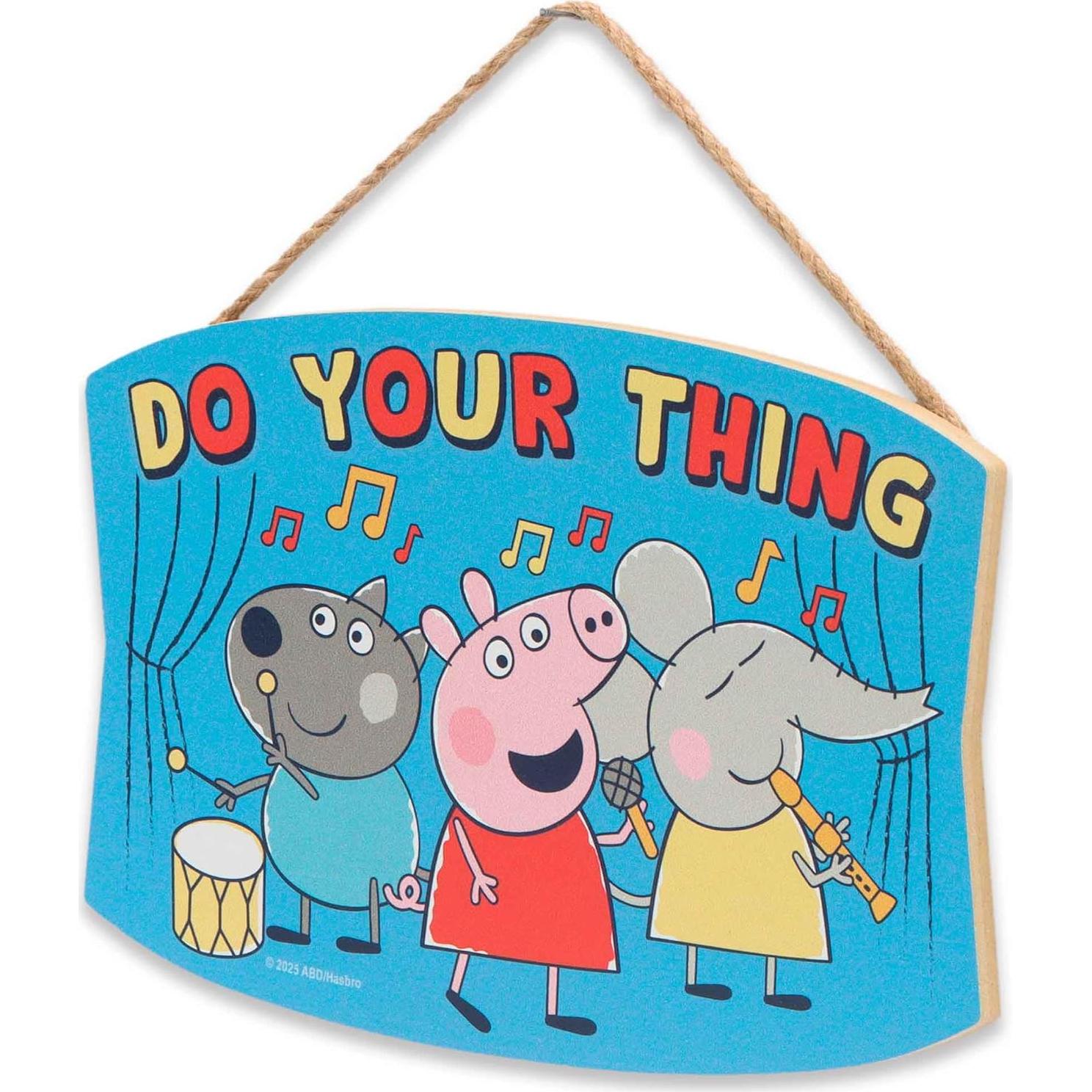 Cartel Colgante de Madera Peppa Pig Hasbro - 21x14 cm