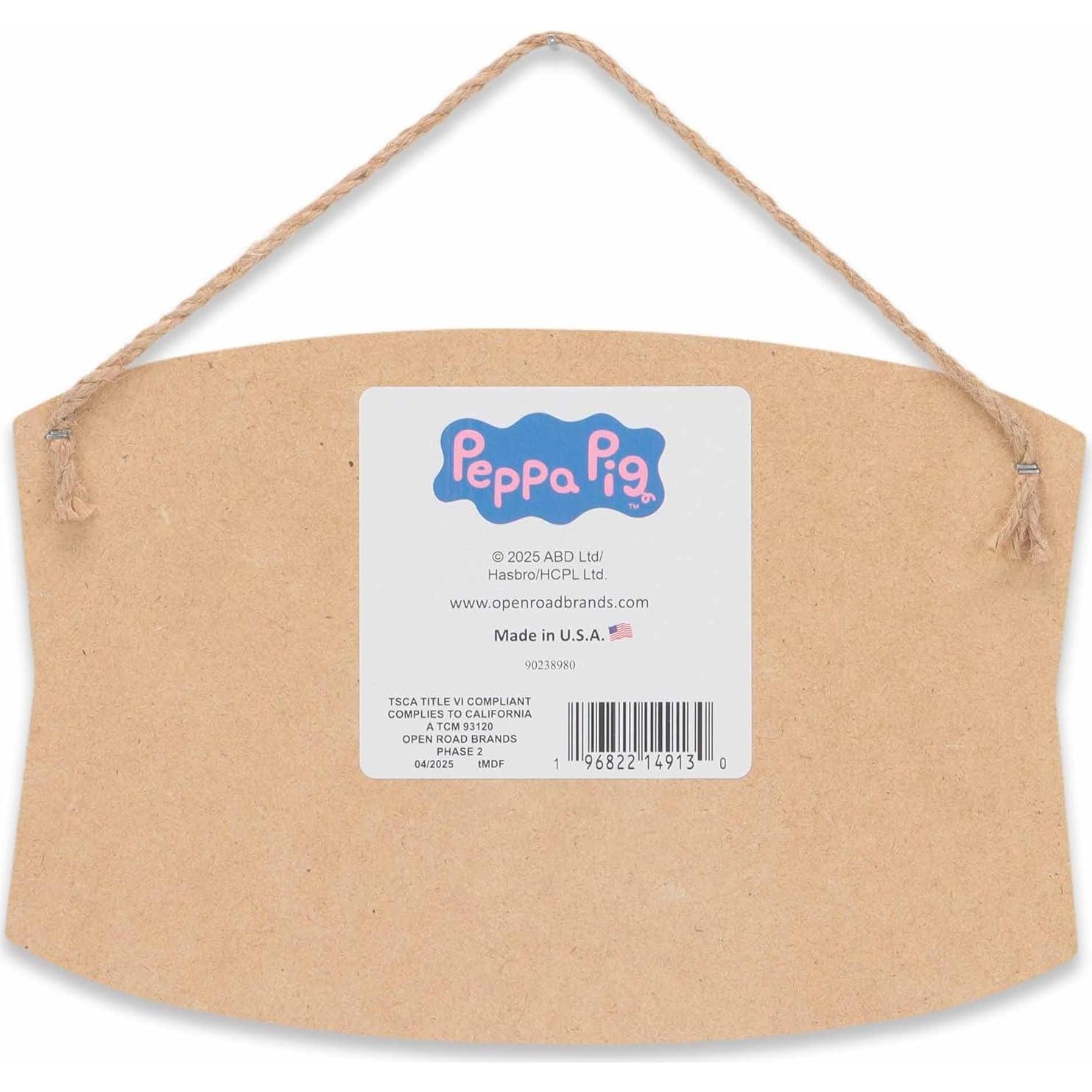 Cartel Colgante de Madera Peppa Pig Hasbro - 21x14 cm