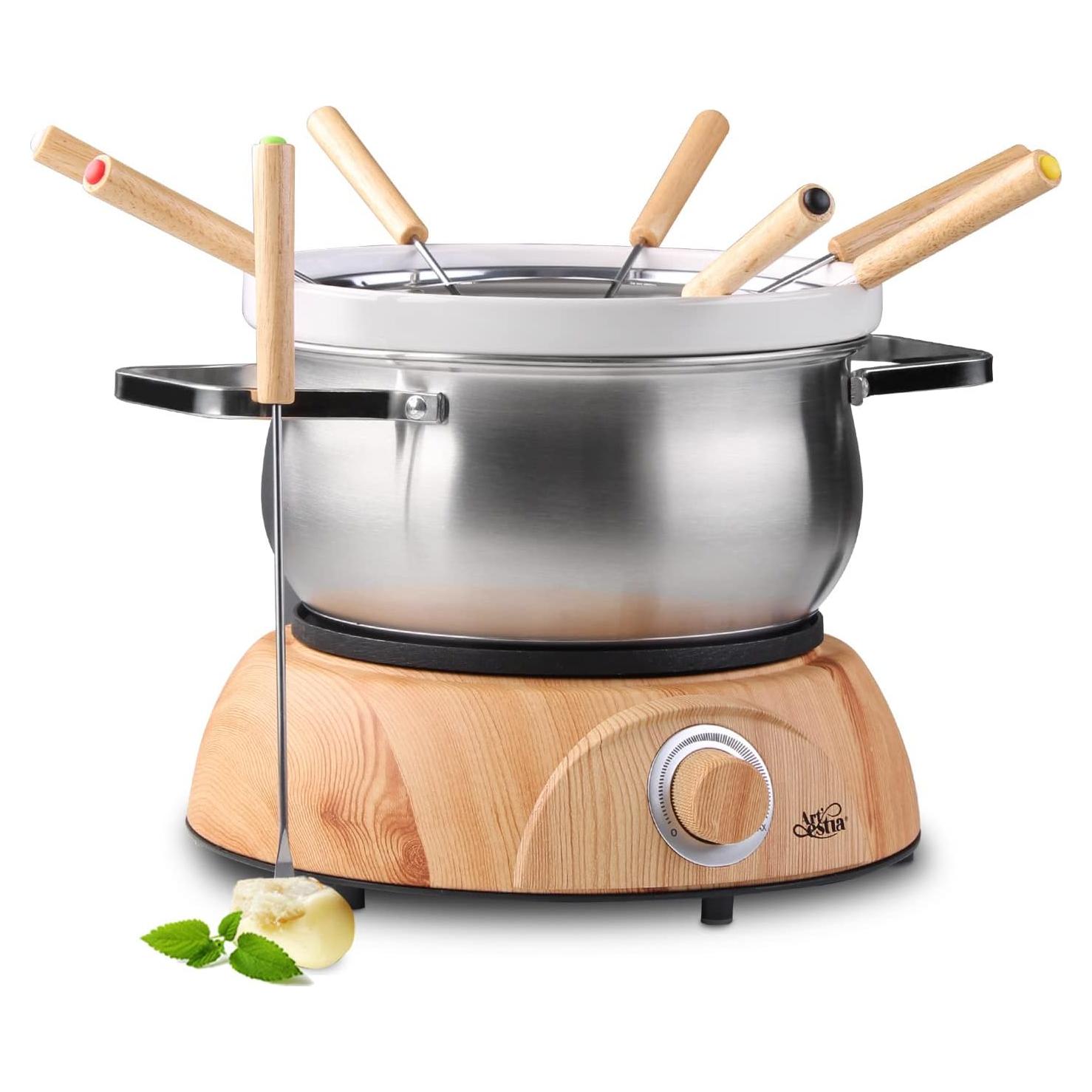 Olla de Fondue Eléctrica Artestia 1500W 3 en 1 con 8 Tenedores