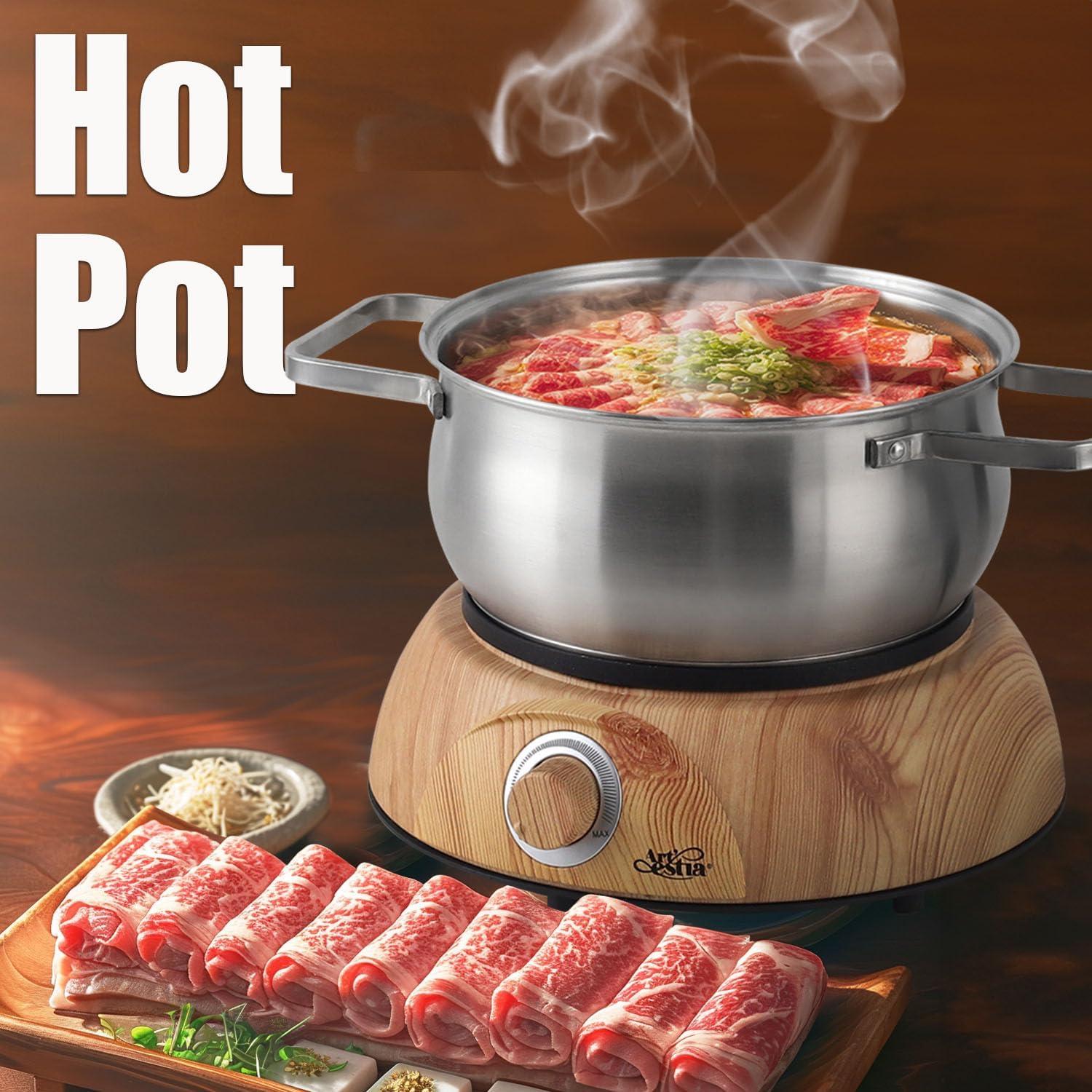 Olla de Fondue Eléctrica Artestia 1500W 3 en 1 con 8 Tenedores