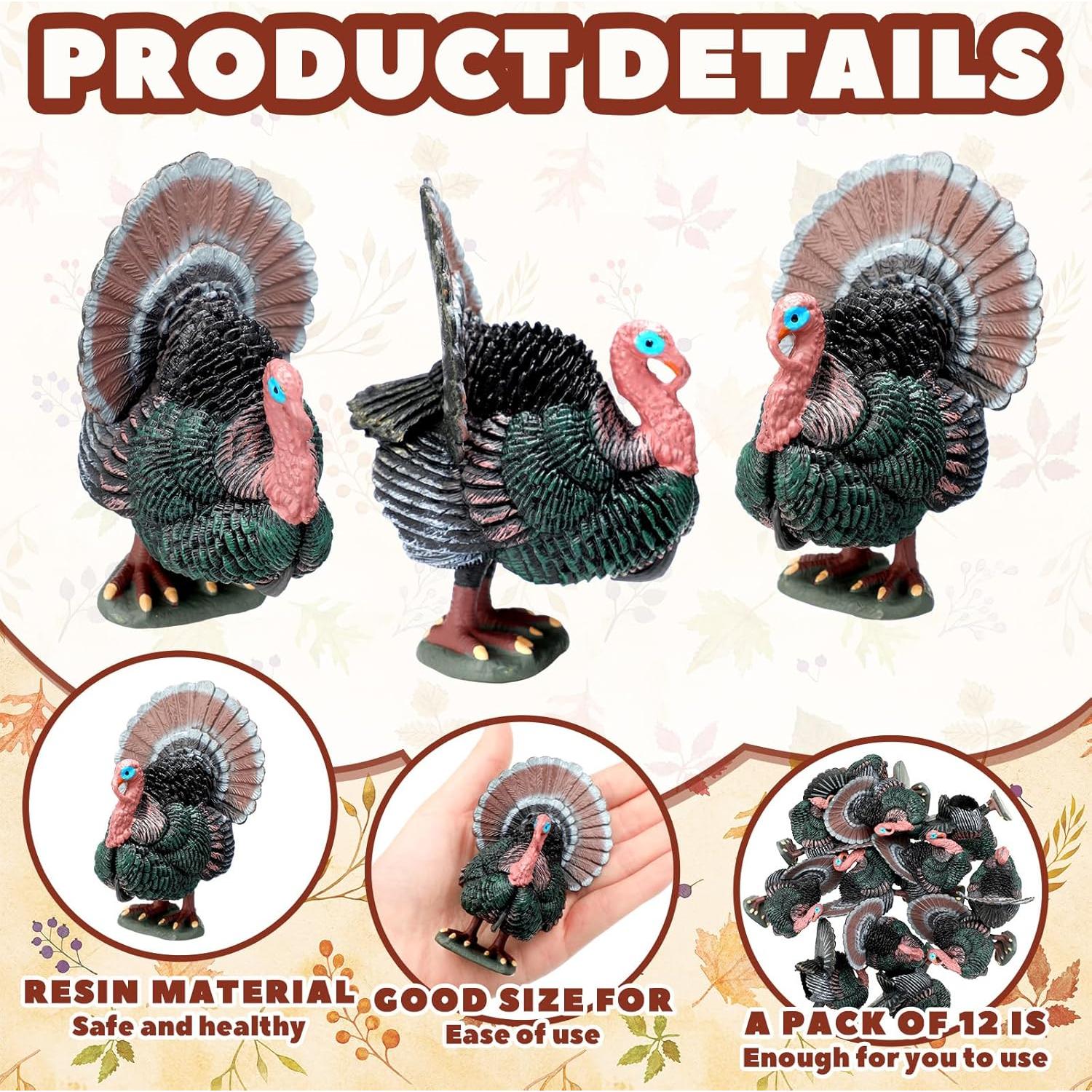 Chunful 12 Figuras de Pavo de Acción de Gracias 15.14 cm