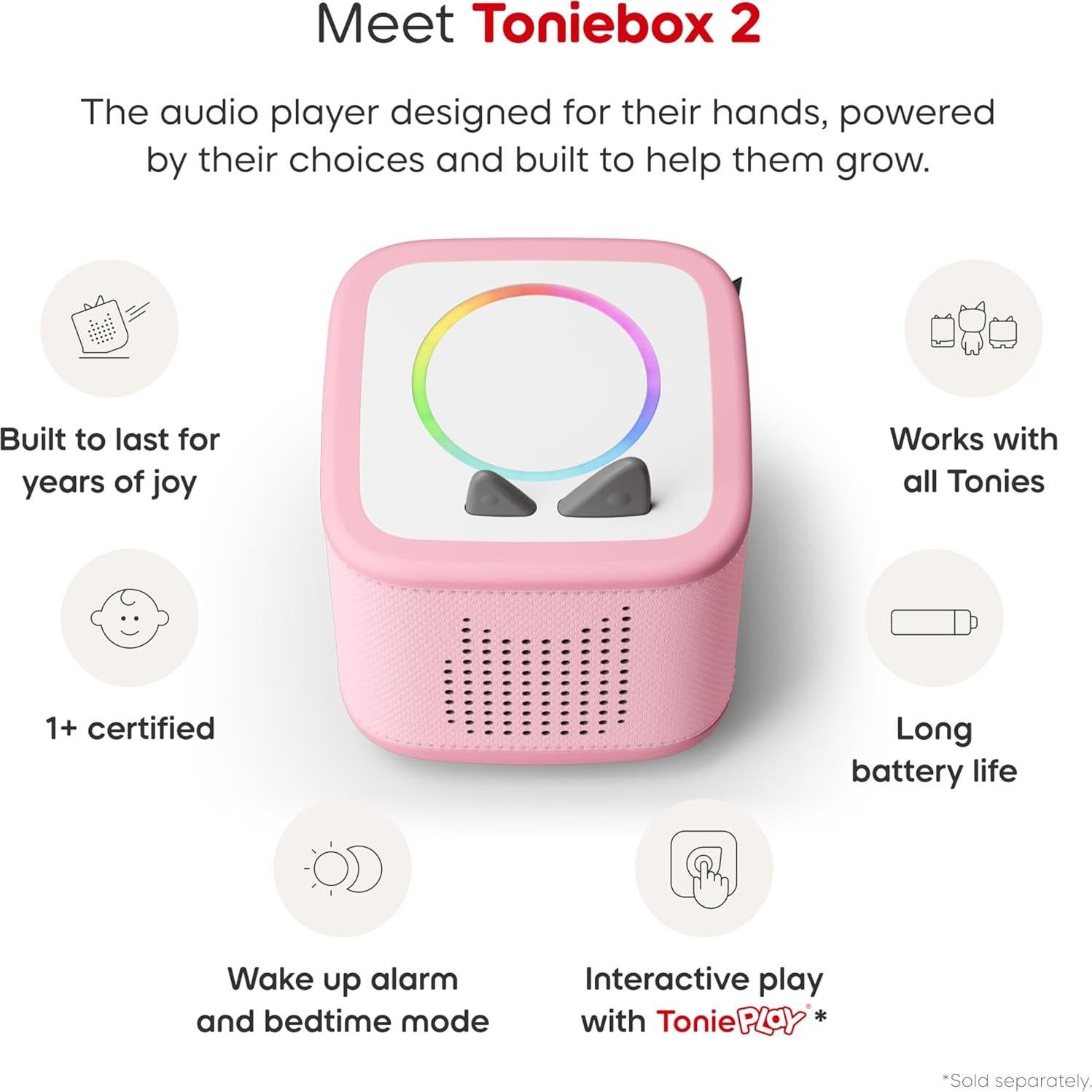 Toniebox 2 Rosa Nube Reproductor de Audio para Niños 1-9+