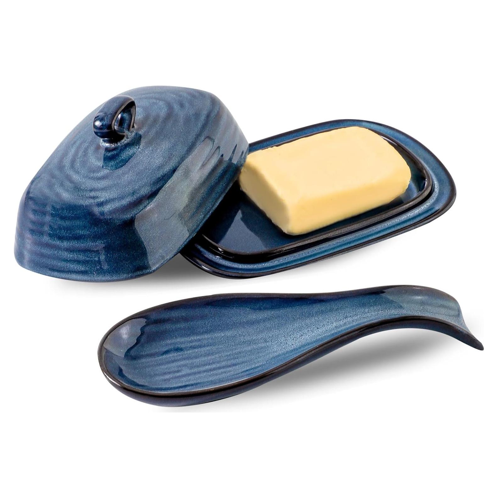 Juego de Plato para Mantequilla Hasense Cerámica Azul 22.1 cm