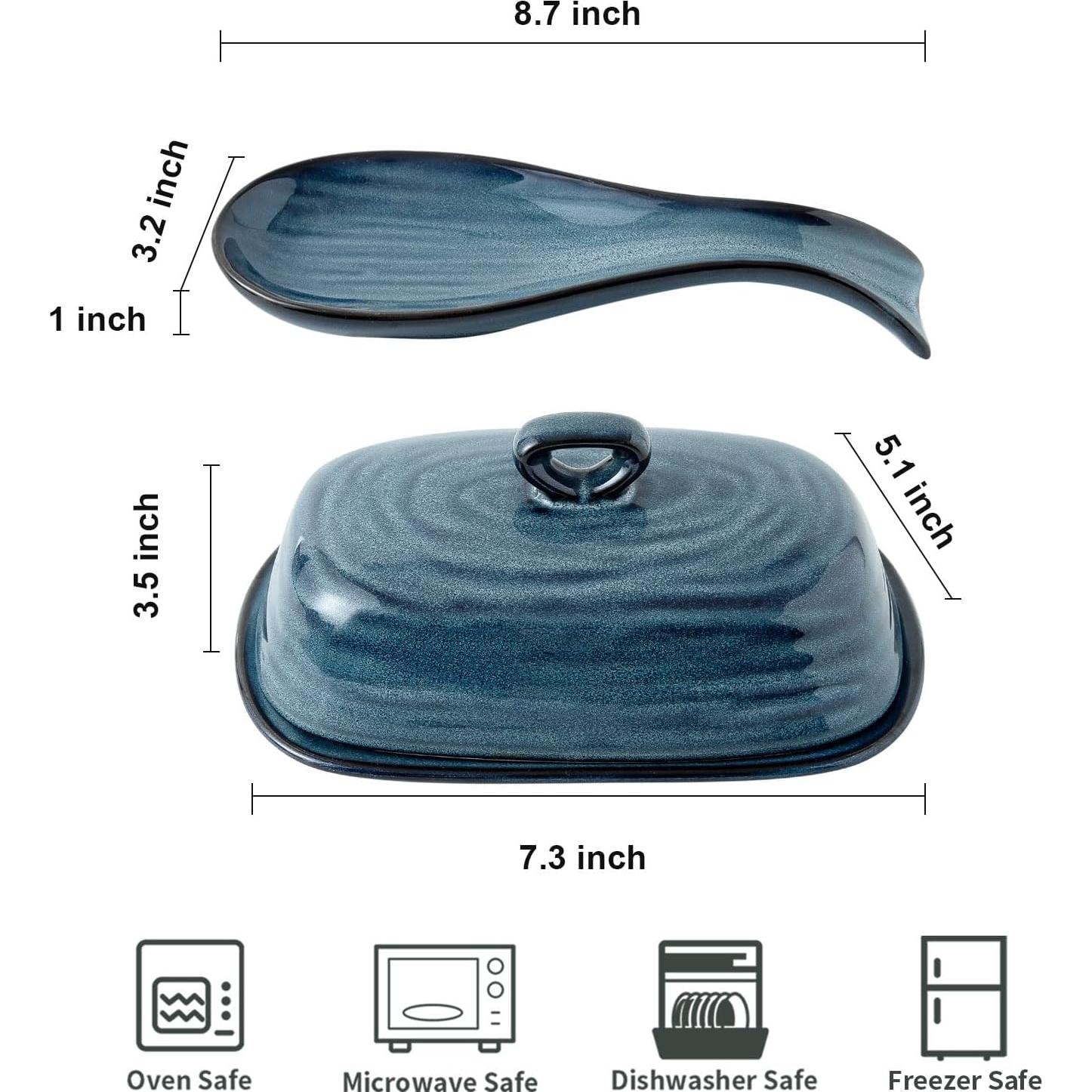 Juego de Plato para Mantequilla Hasense Cerámica Azul 22.1 cm