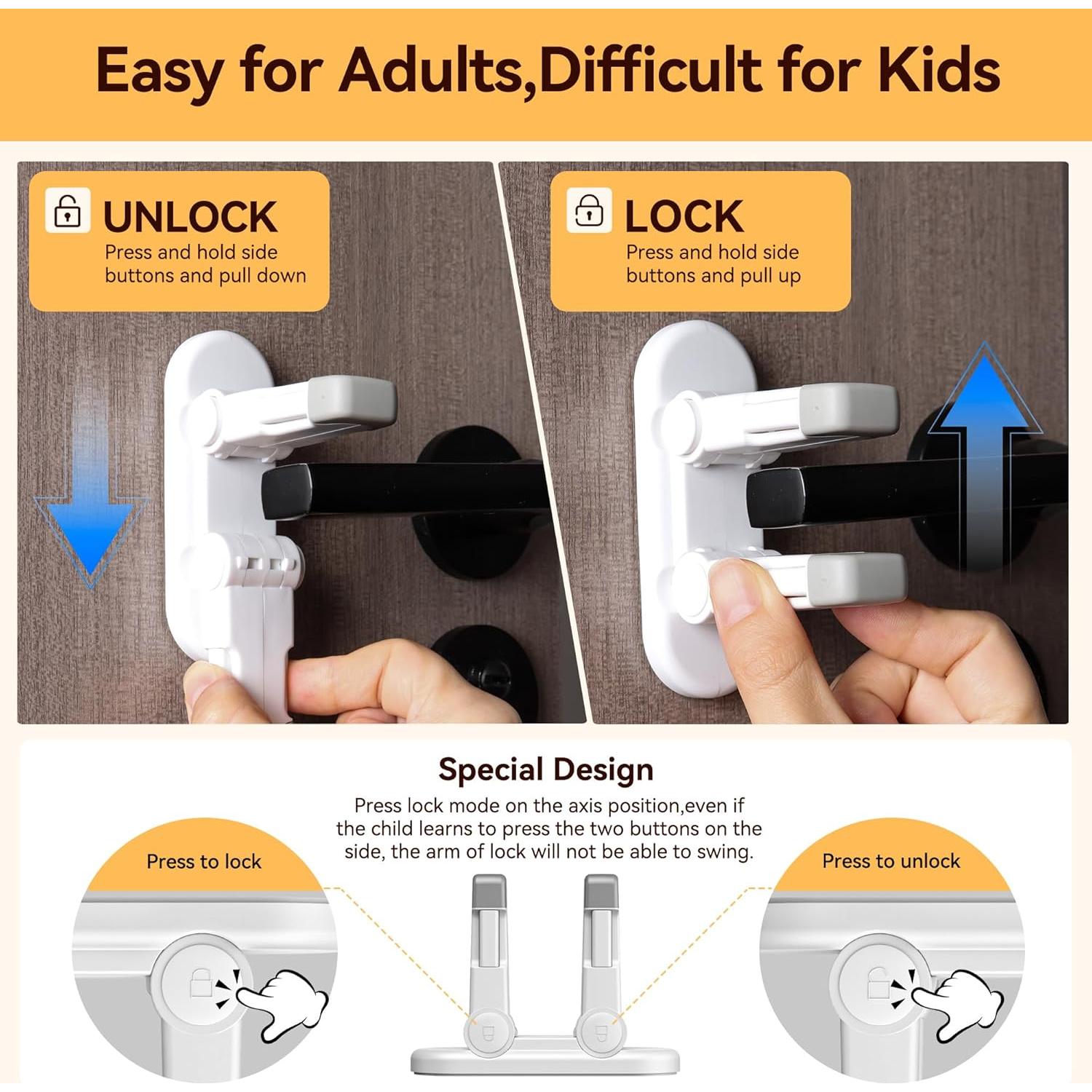 Bloqueo de puerta para niños 3M ABS Blanco 2Pack