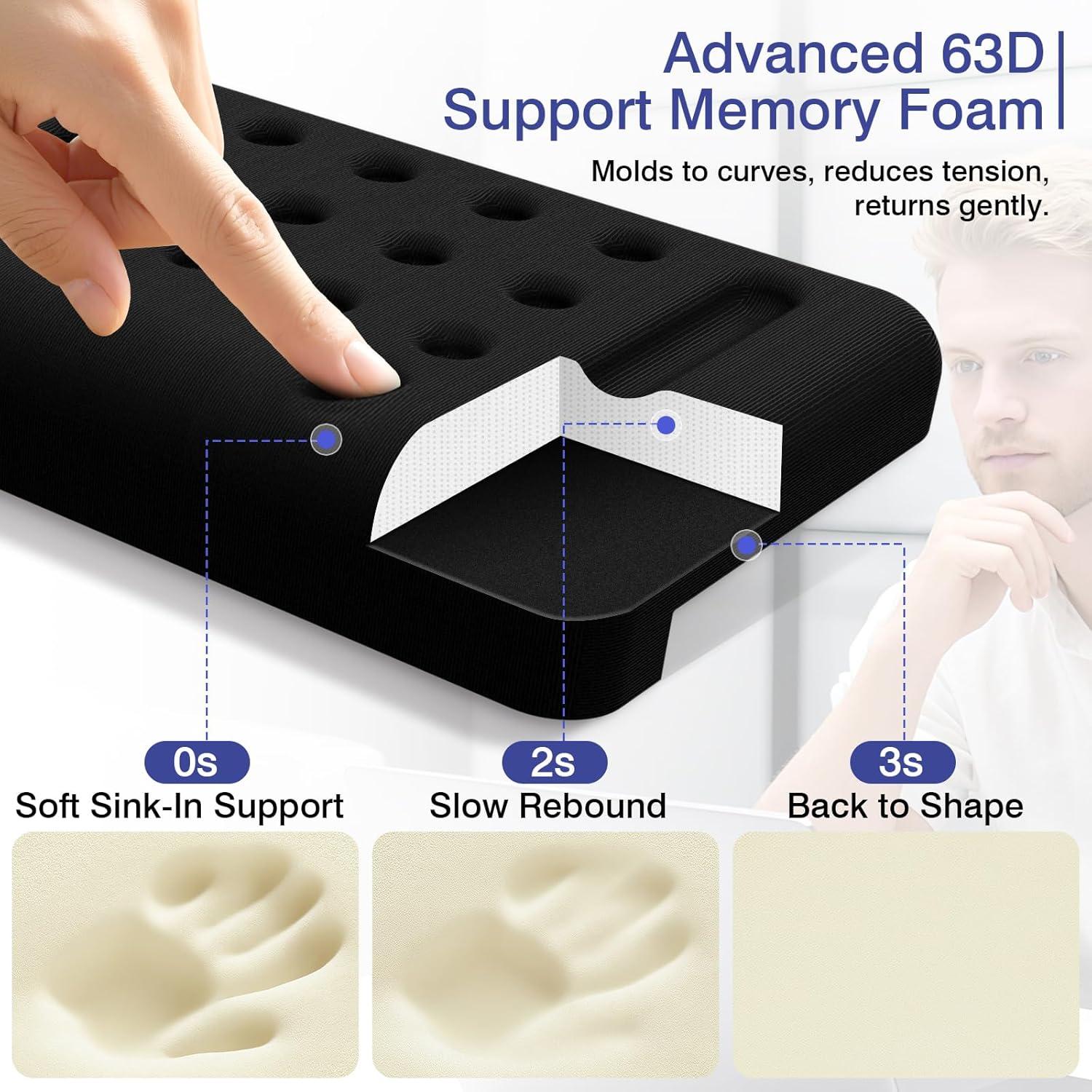 Cojín de Borde Ergonómico Retuhapy para Escritorio Negro - 2 Piezas