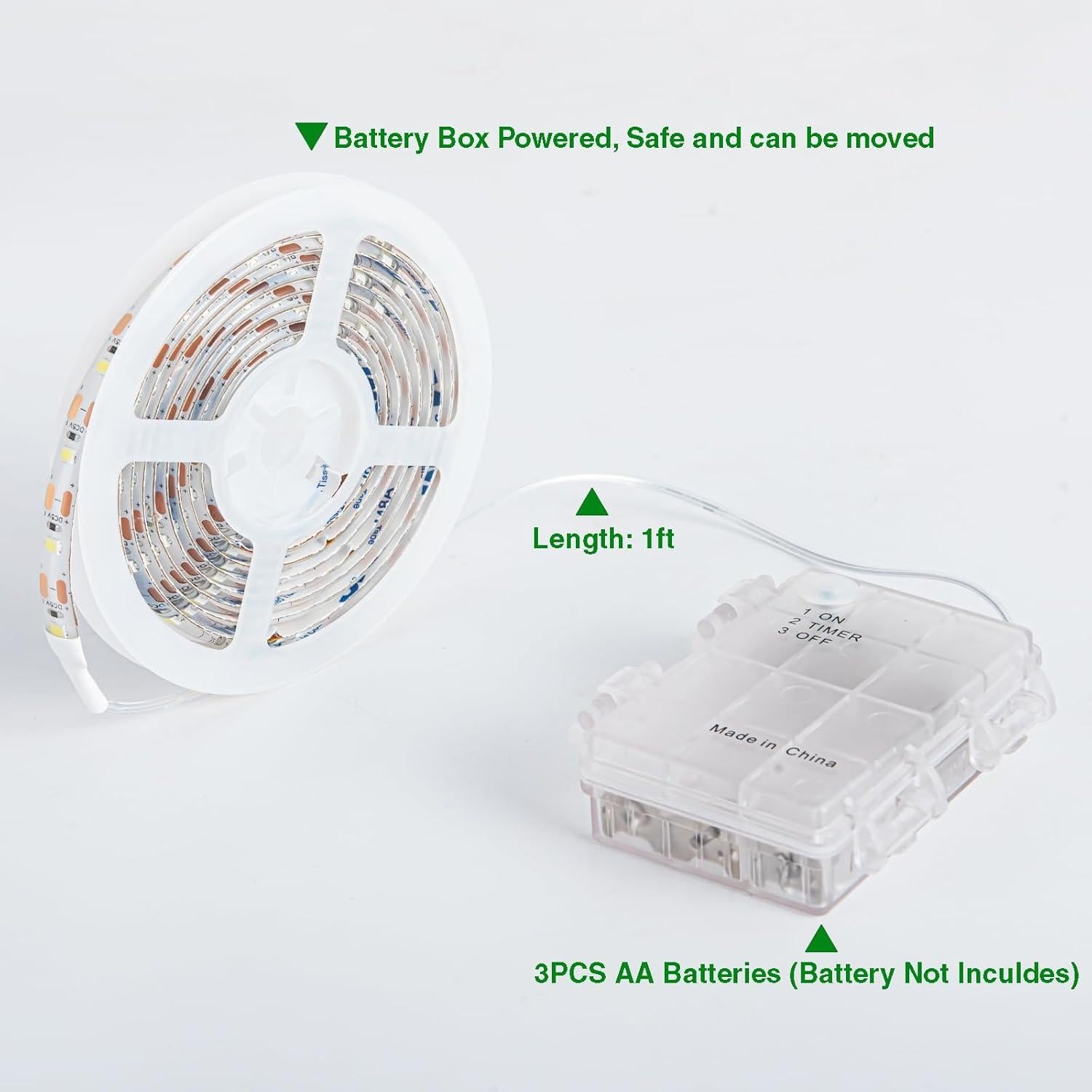 Luces de tira LED a pilas JUNWEN 2m blanco cálido impermeables