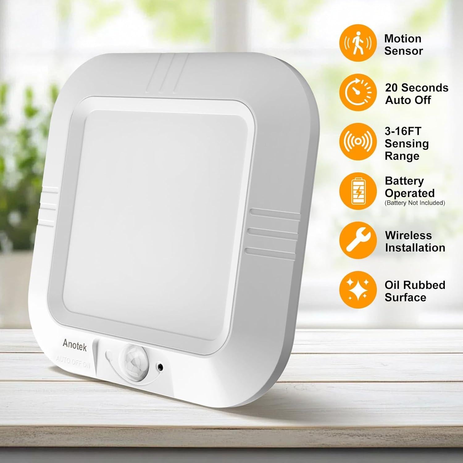 Luz de Techo Inalámbrica con Sensor de Movimiento ANOTEK 180LM 6000K