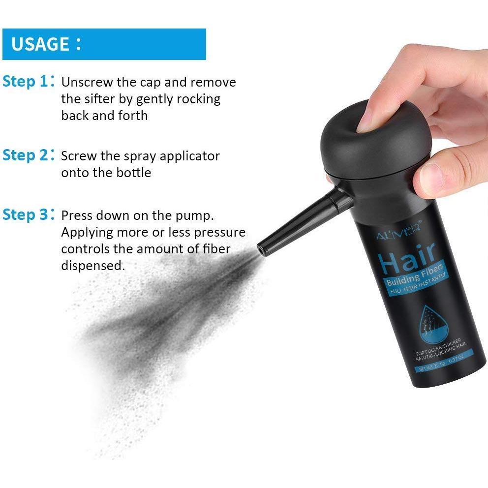 Fibras Capilares ALIVER con Spray - Cabello Grueso Negro