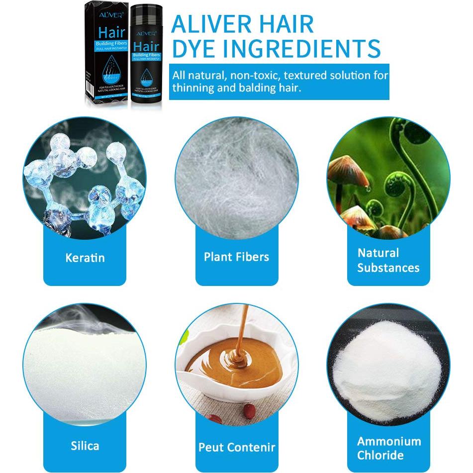 Fibras Capilares ALIVER con Spray - Cabello Grueso Negro