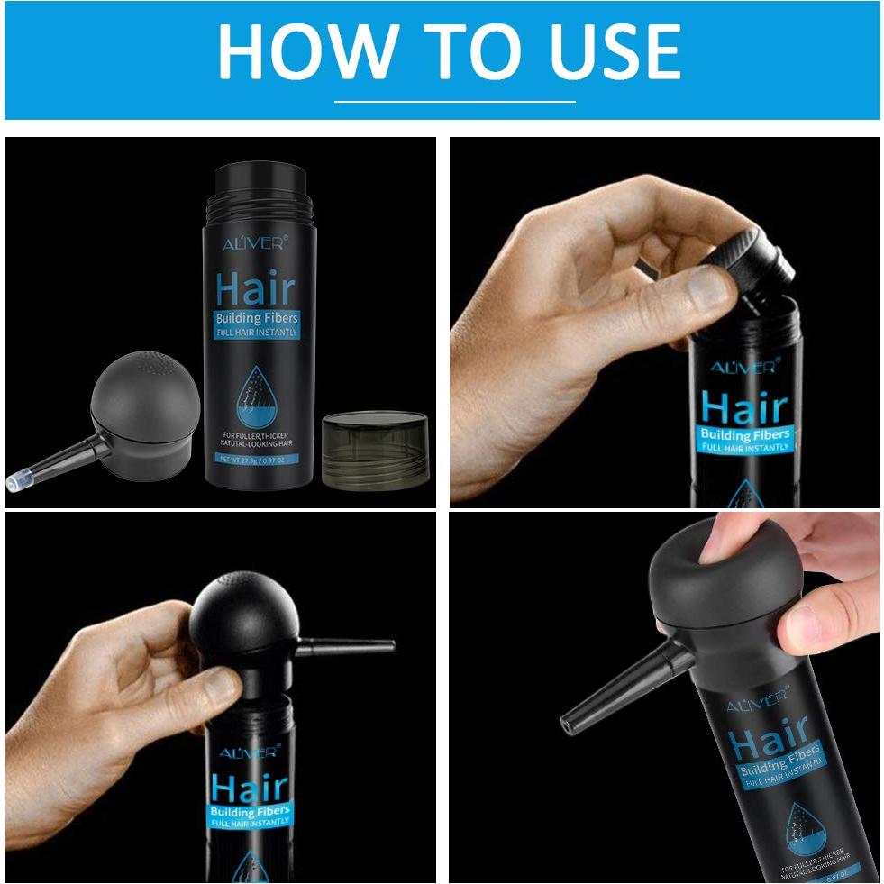 Fibras Capilares ALIVER con Spray - Cabello Grueso Negro