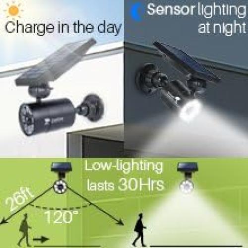 Luces de Movimiento Solar DrawGreen 1400LM Aluminio Negro