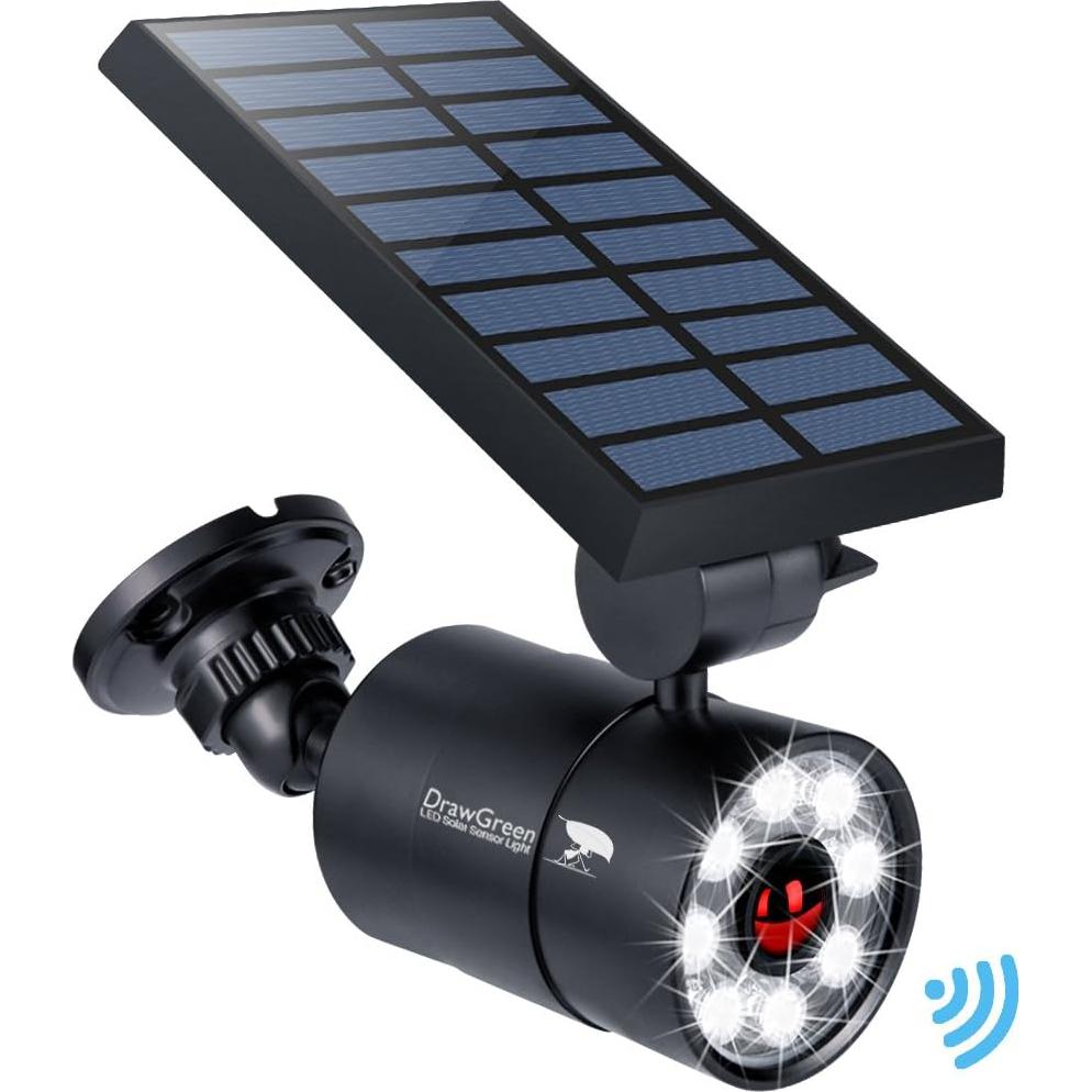 Luces de Movimiento Solar DrawGreen 1400LM Aluminio Negro