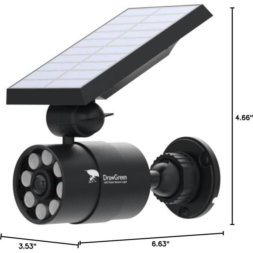 Luces de Movimiento Solar DrawGreen 1400LM Aluminio Negro