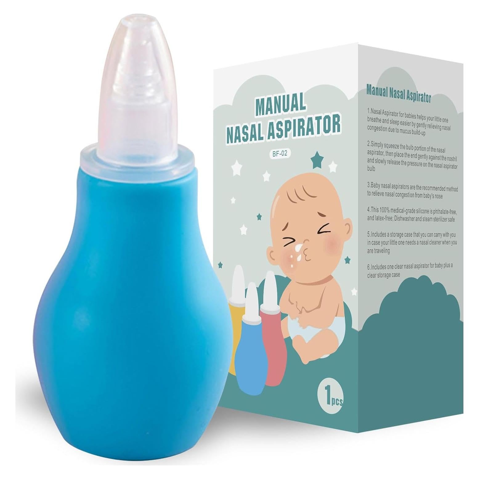 Aspirador Nasal Manual Bebé Aspirador Nasal Azul Pequeño BPA