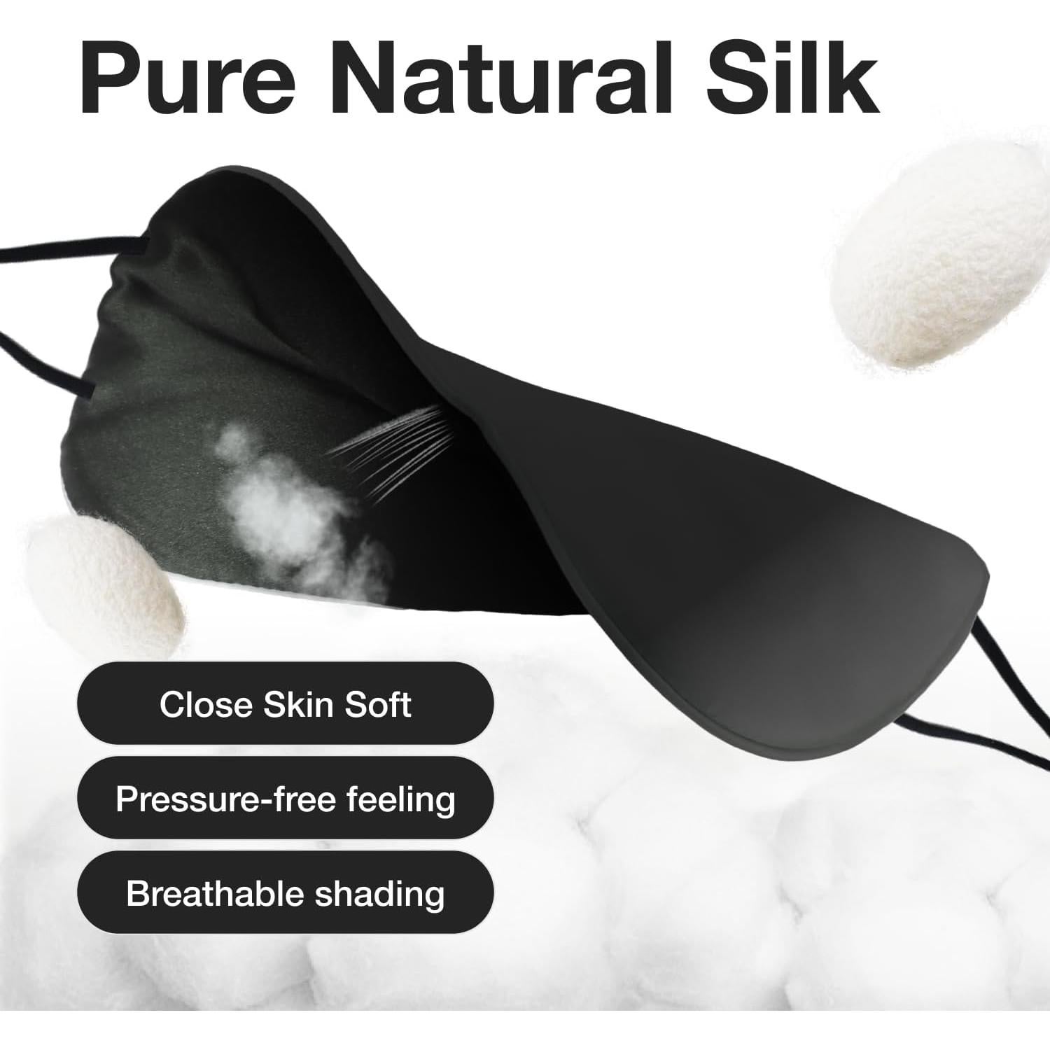 Máscara de Ojos de Seda de Morera MILASONUS Ajustable 20.8x10.9cm