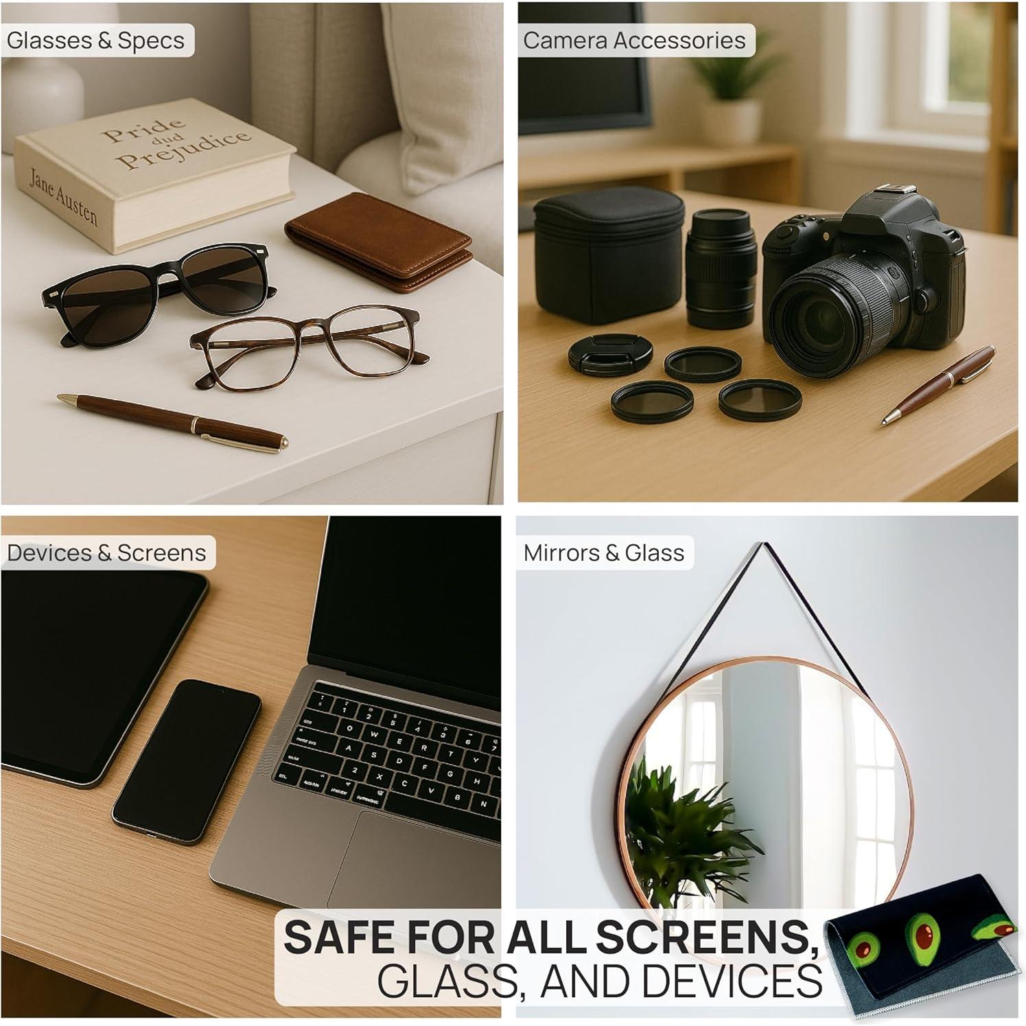 Paños de limpieza de gafas Quick Cloth Microfibra 5x7 cm Aguacate