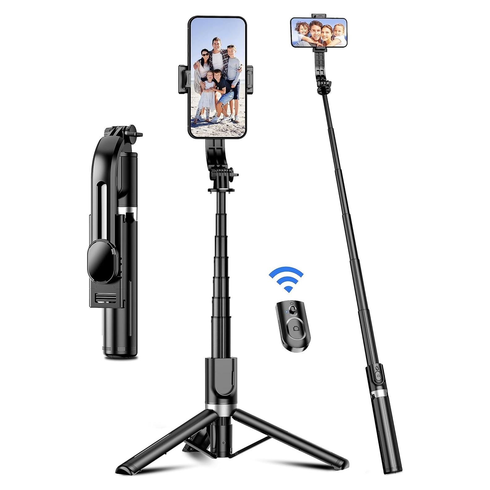 Trípode para Selfie SelfieShow L12 Negro, Extensible 106 cm