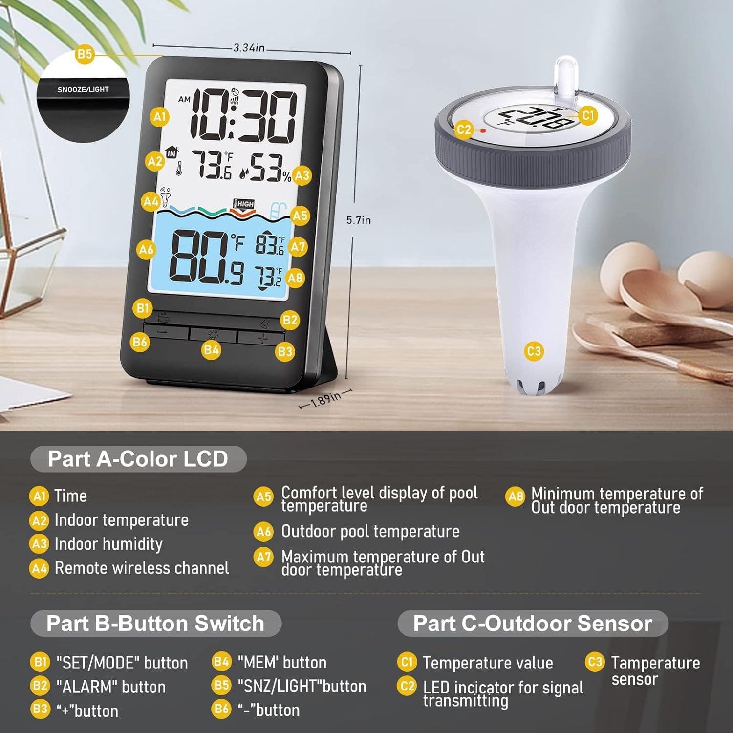 Termómetro de piscina WiFi HEYAXA con pantalla LCD 4.3"