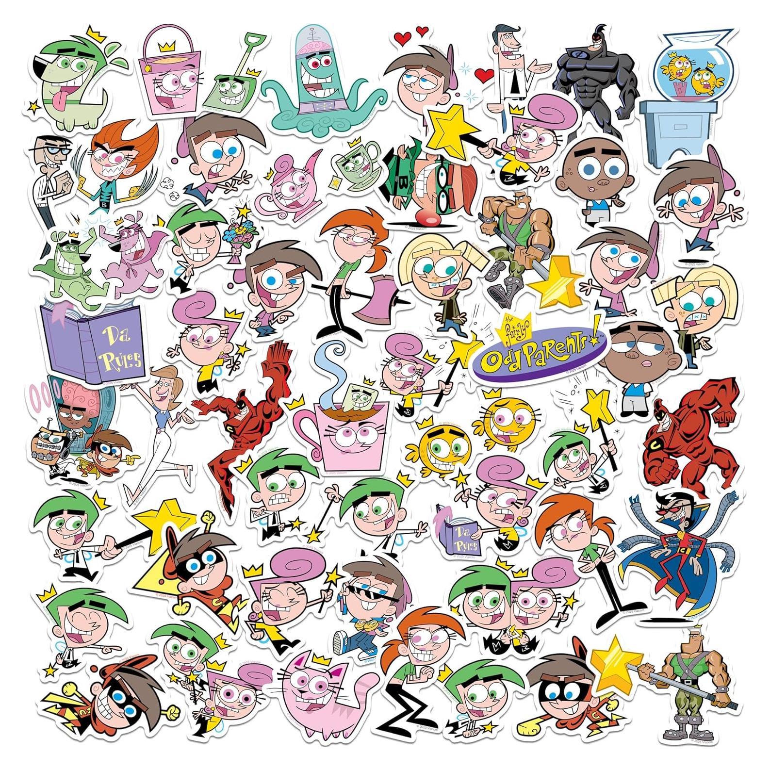 Pegatinas grandes de vinilo Los Padrinos Mágicos - 50 unidades