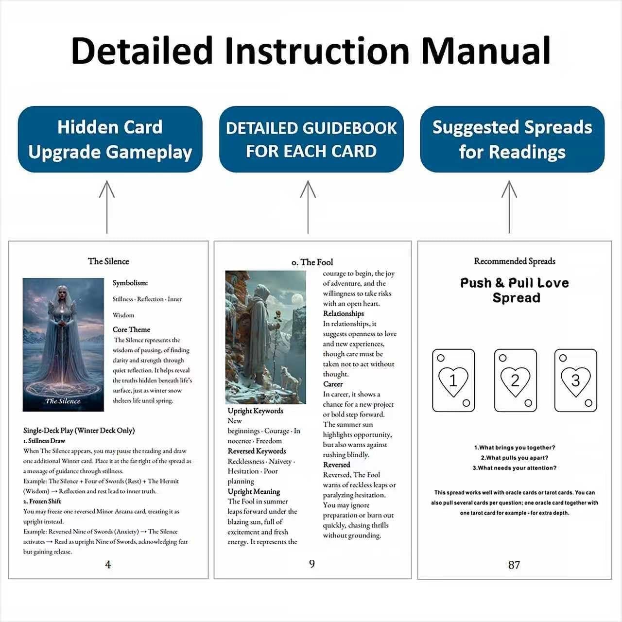 Baraja de Tarot Invierno Quieto sishui con Libro de Guía 80 Cartas