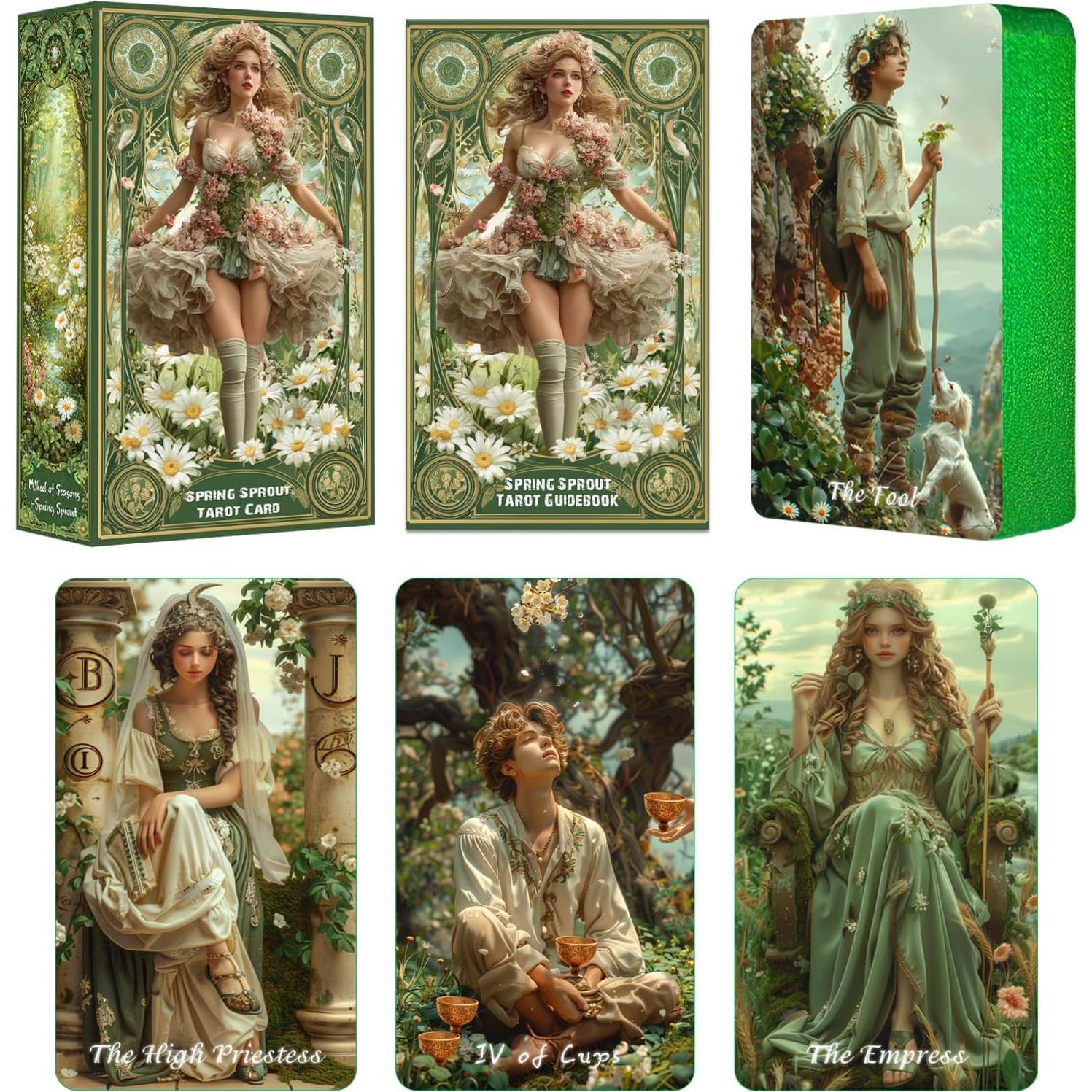 Baraja de Tarot Sishui Brote de Primavera con Guía 80 Cartas