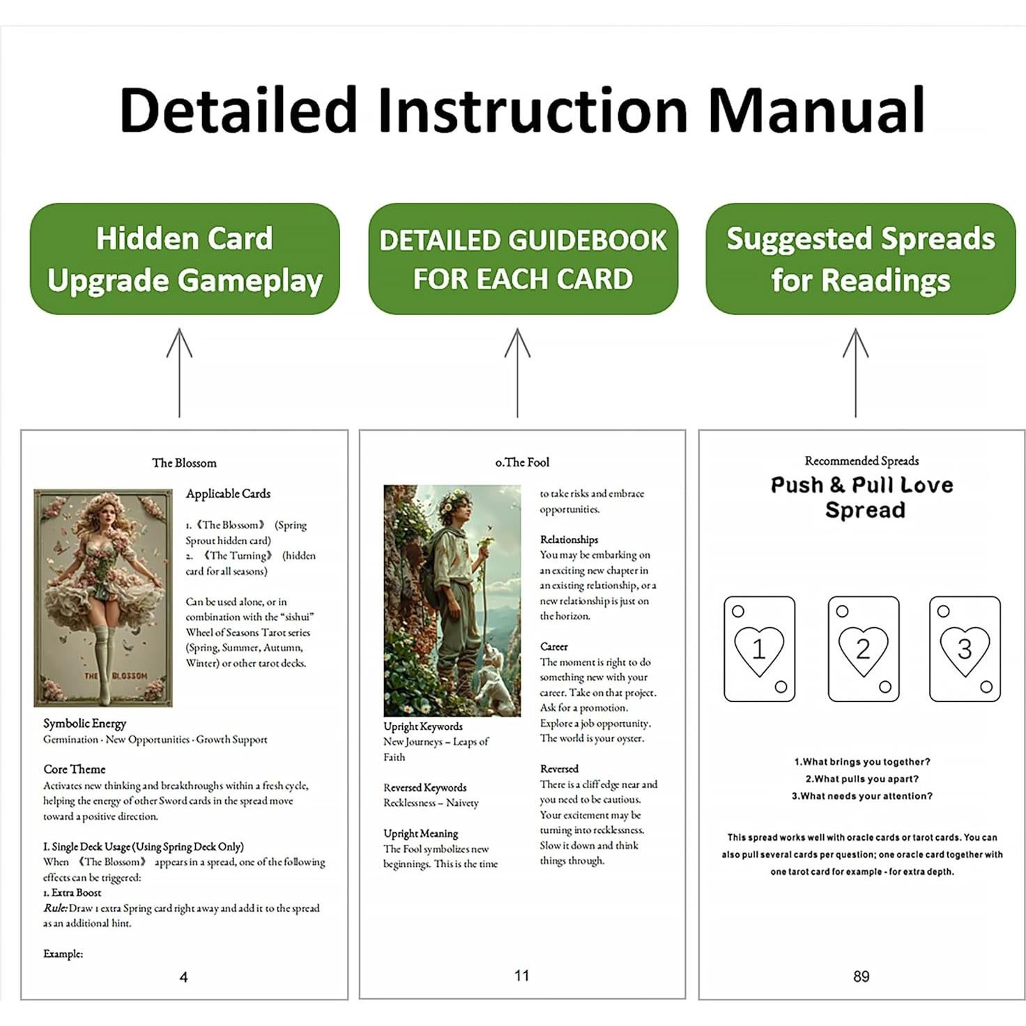 Baraja de Tarot Sishui Brote de Primavera con Guía 80 Cartas