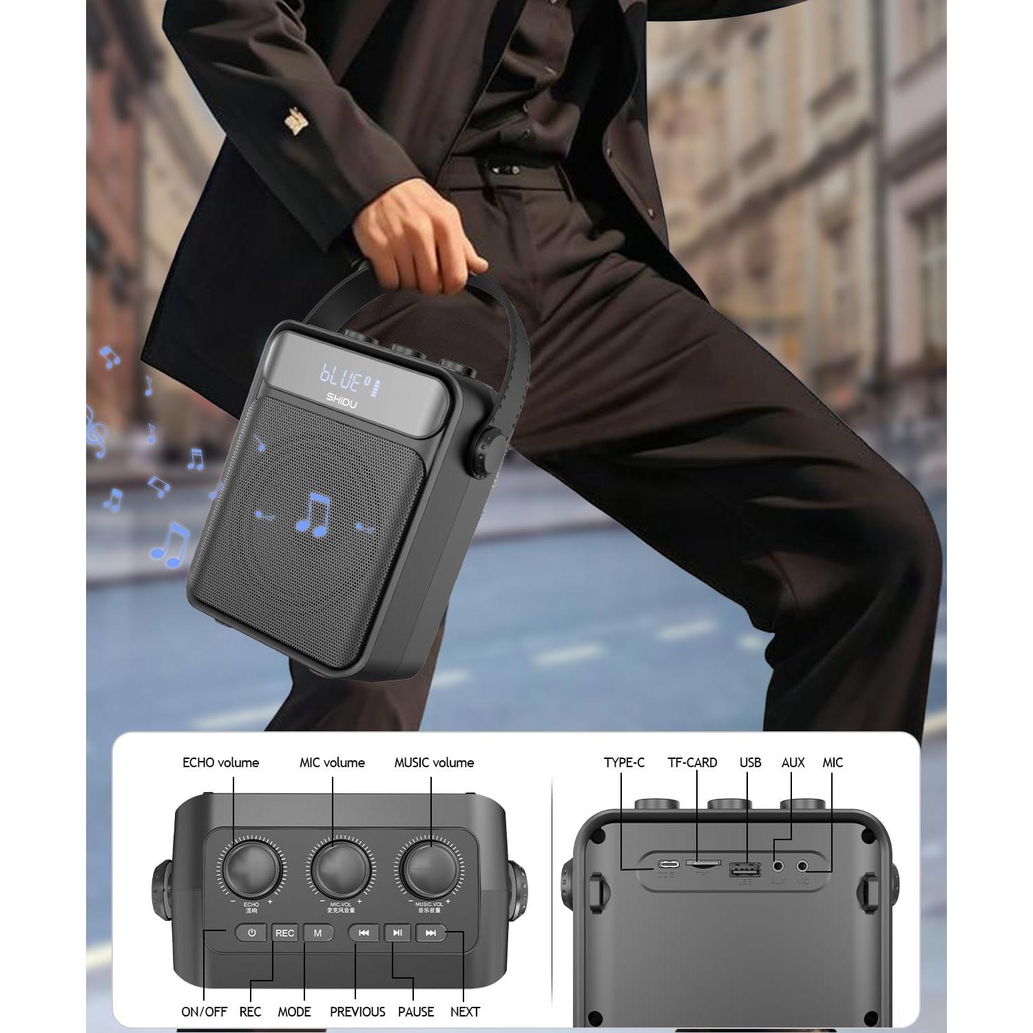 Amplificador de Voz Inalámbrico SHIDU S95 40W con Micrófono