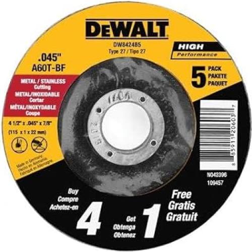 Ruedas de Corte DeWalt DW8424B5 5PK Metal 11.43cm