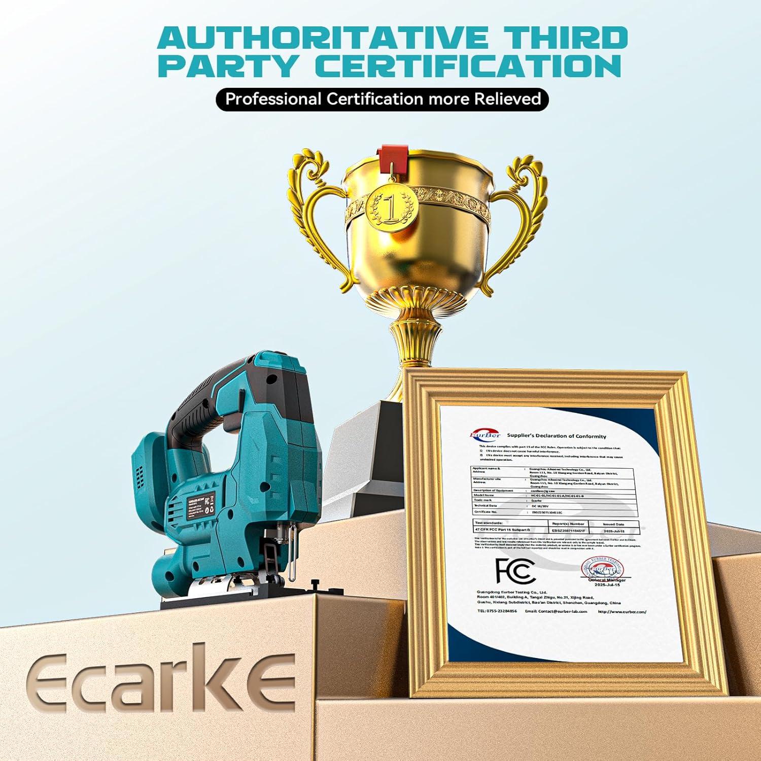 Sierra de calar inalámbrica Ecarke 18V sin escobillas 3000 RPM