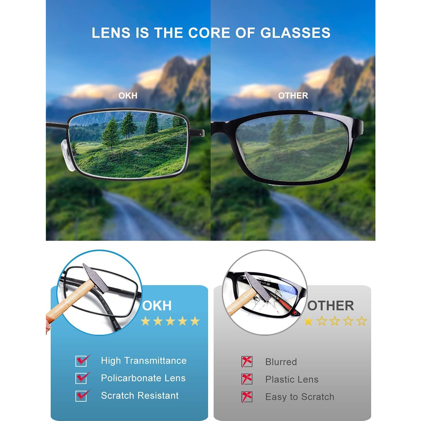 Gafas de lectura OKH 1.5x para hombres, paquete de 3 con bloqueo luz azul