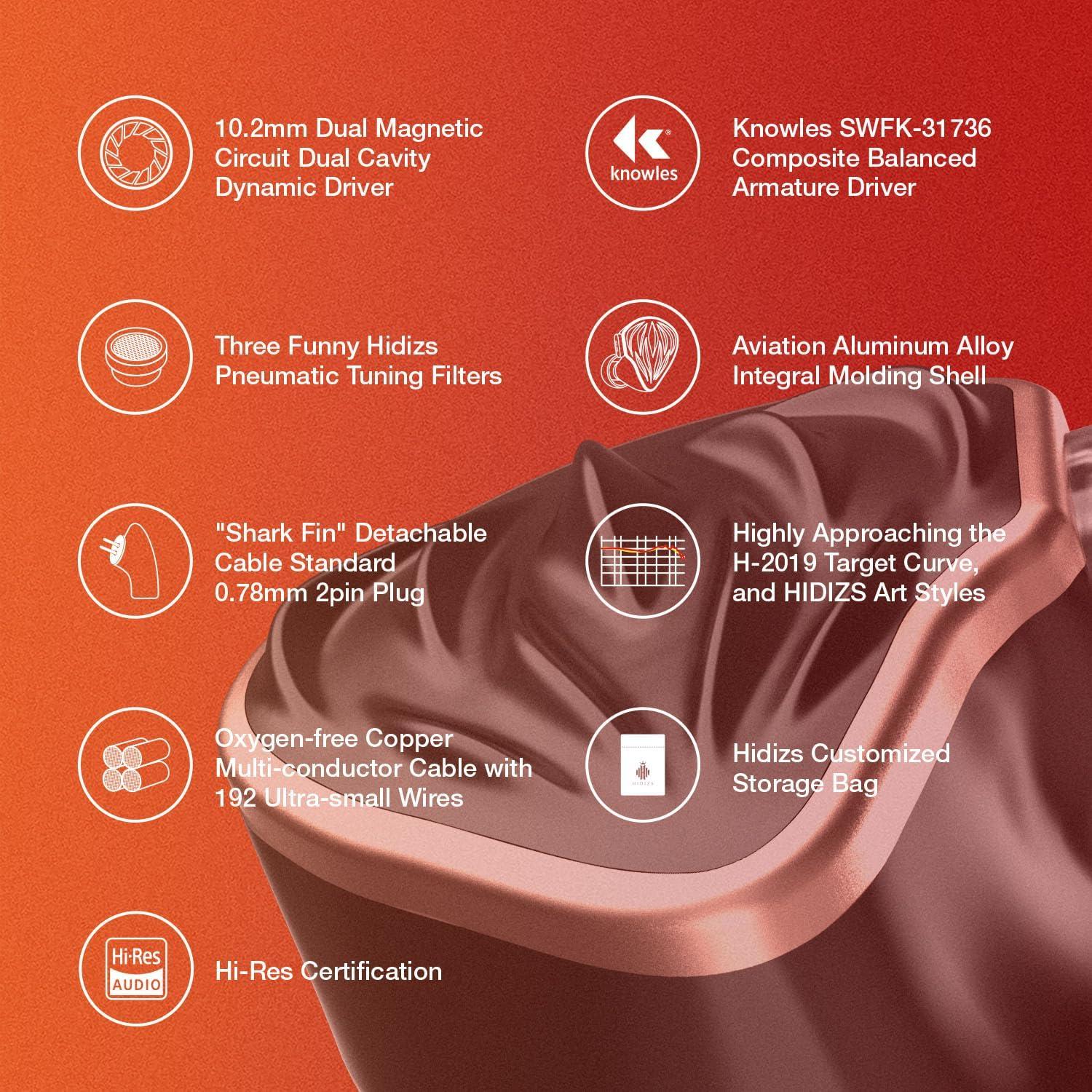 Auriculares In-Ear Hidizs MS3 2BA+1DD HiFi 3.5mm Negro