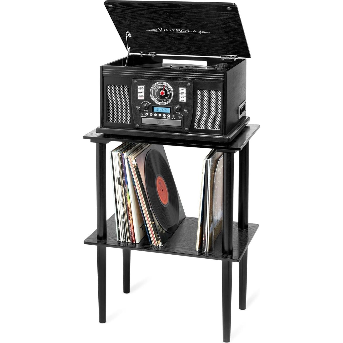 Soporte de Registro de Madera Victrola - Almacena 50 Discos