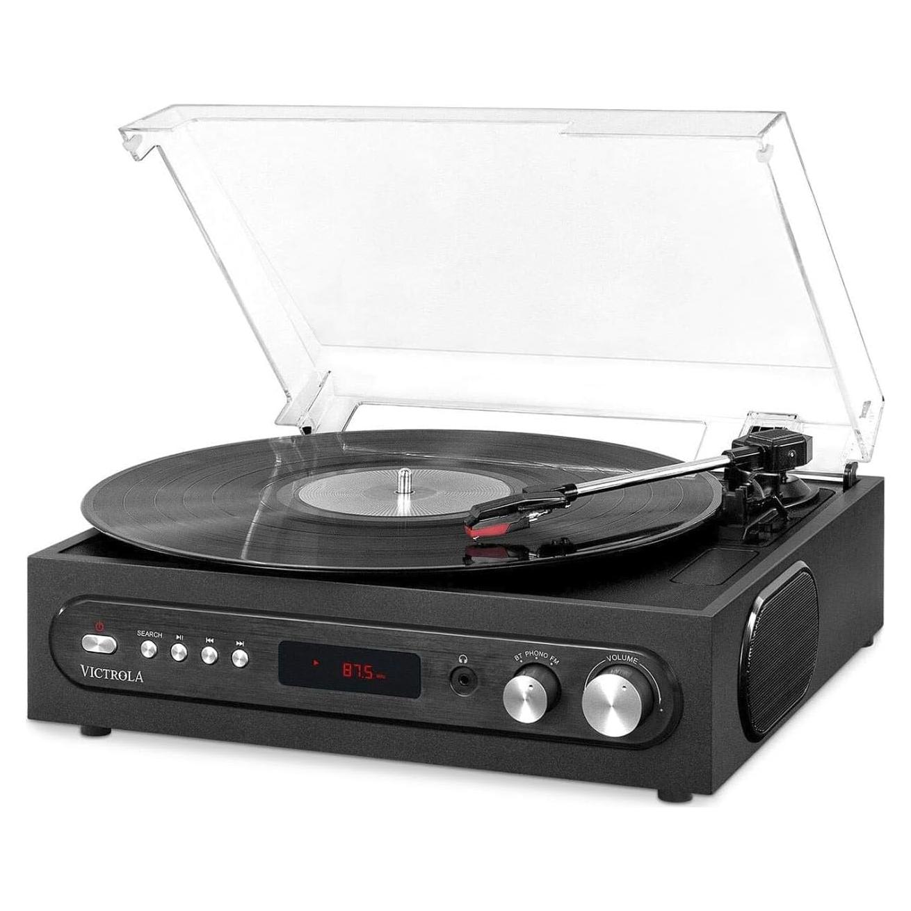 Tocadiscos Bluetooth Victrola VTA-65-BLK 3 Velocidades Negro