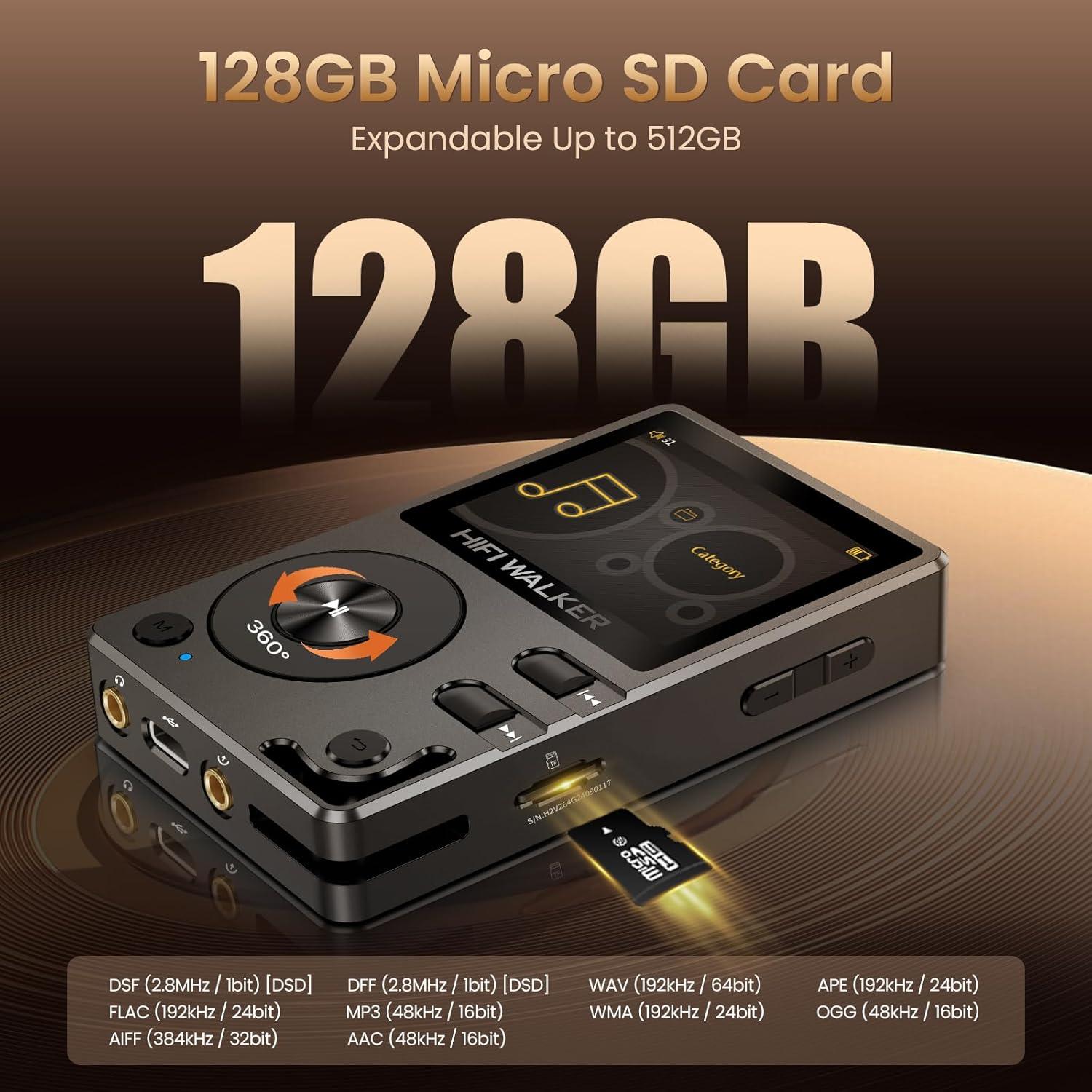 Reproductor MP3 HIFI WALKER H2 128GB Bluetooth 5.2 Hi-Res