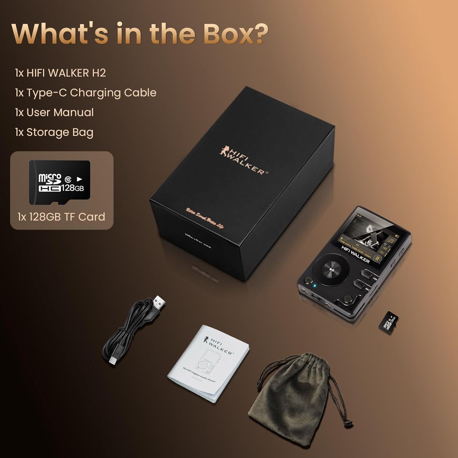 Reproductor MP3 HIFI WALKER H2 128GB Bluetooth 5.2 Hi-Res